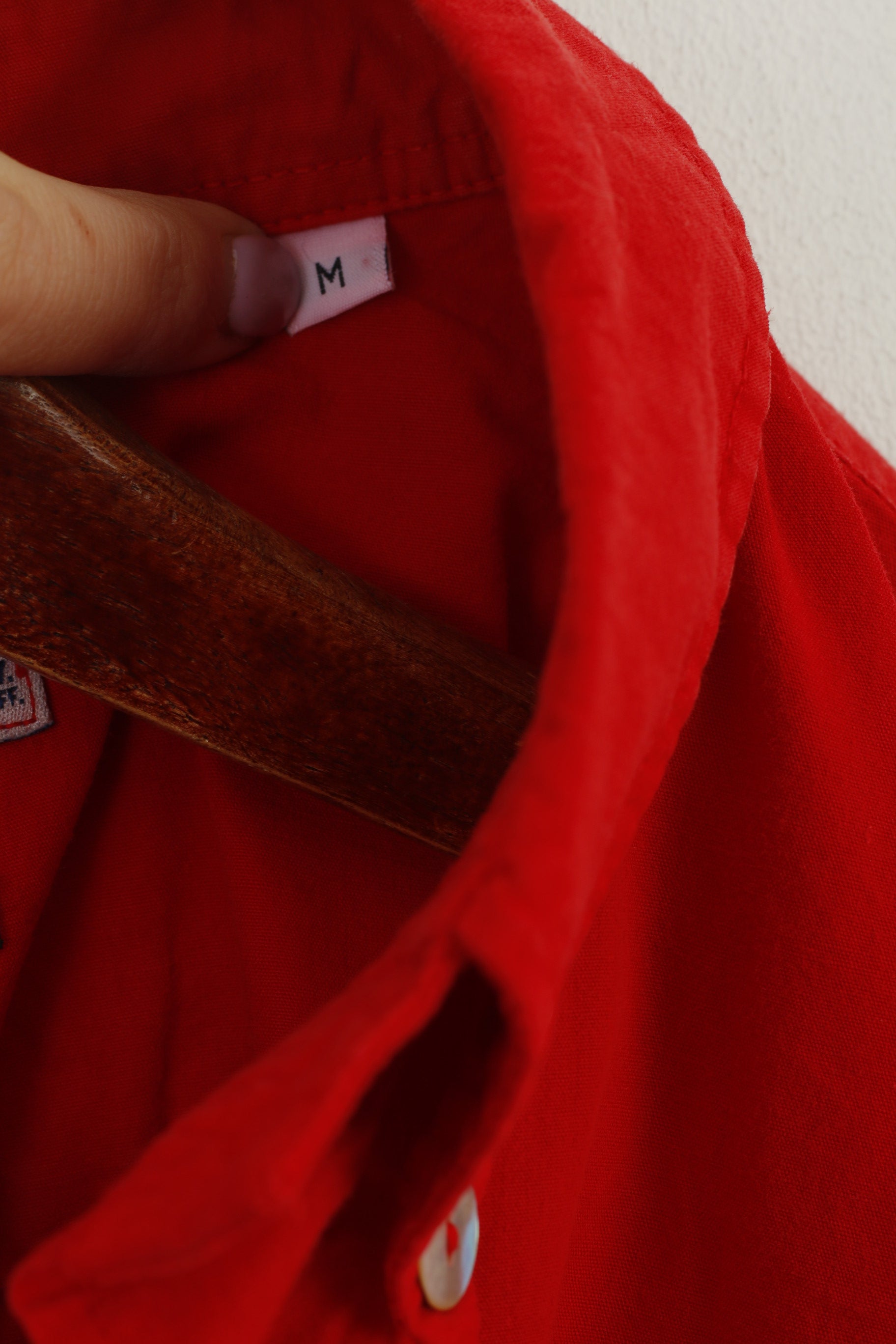 Avirex NYC Men M Casual Shirt Red Cotton Pocket Army Short Sleeve Vintage Top