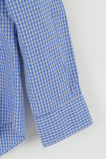 Camicia casual da uomo Nautica L. Top a maniche lunghe slim fit in cotone a quadri blu