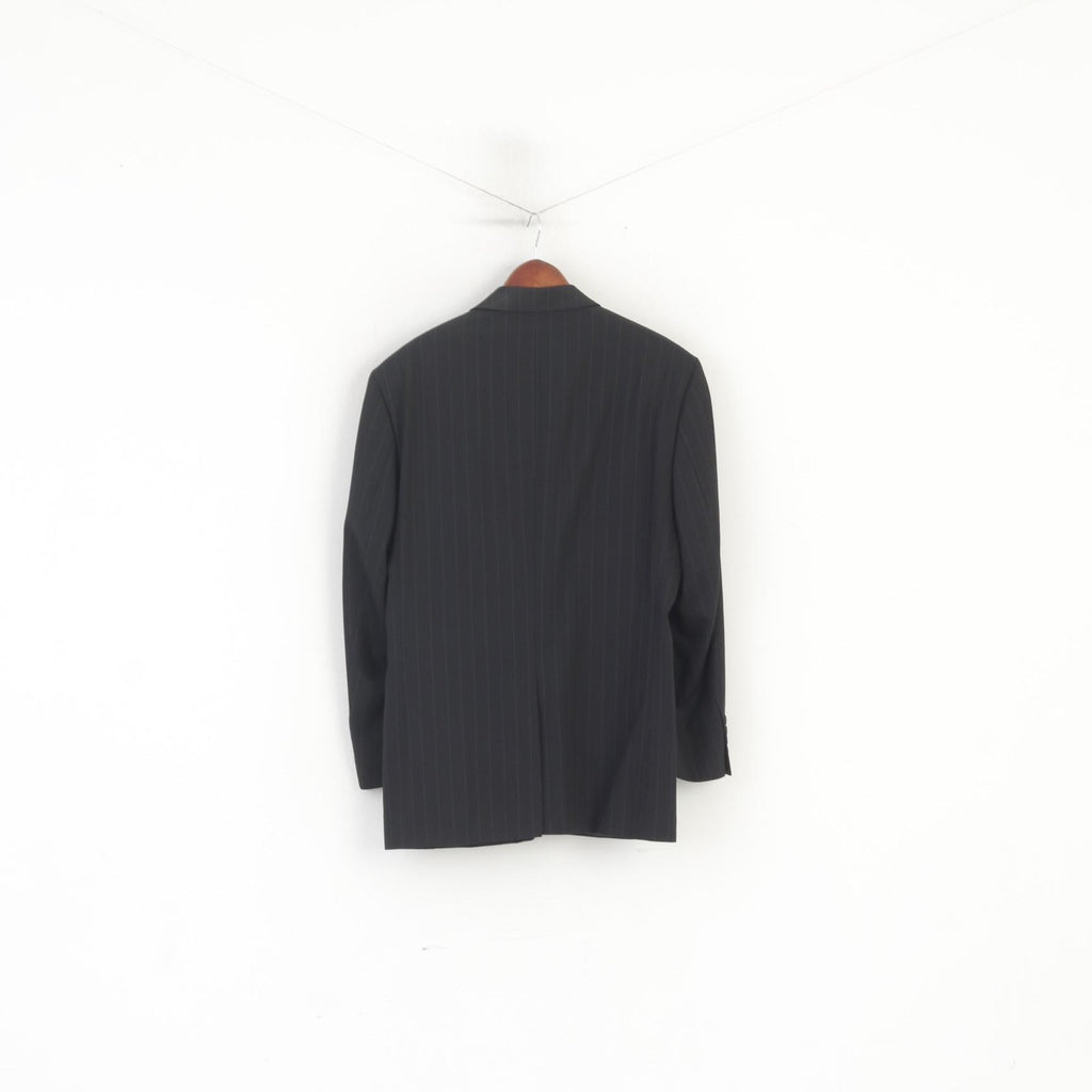 Jeff Banks London Hommes 52 42 Blazer court rayé noir simple boutonnage haut laine
