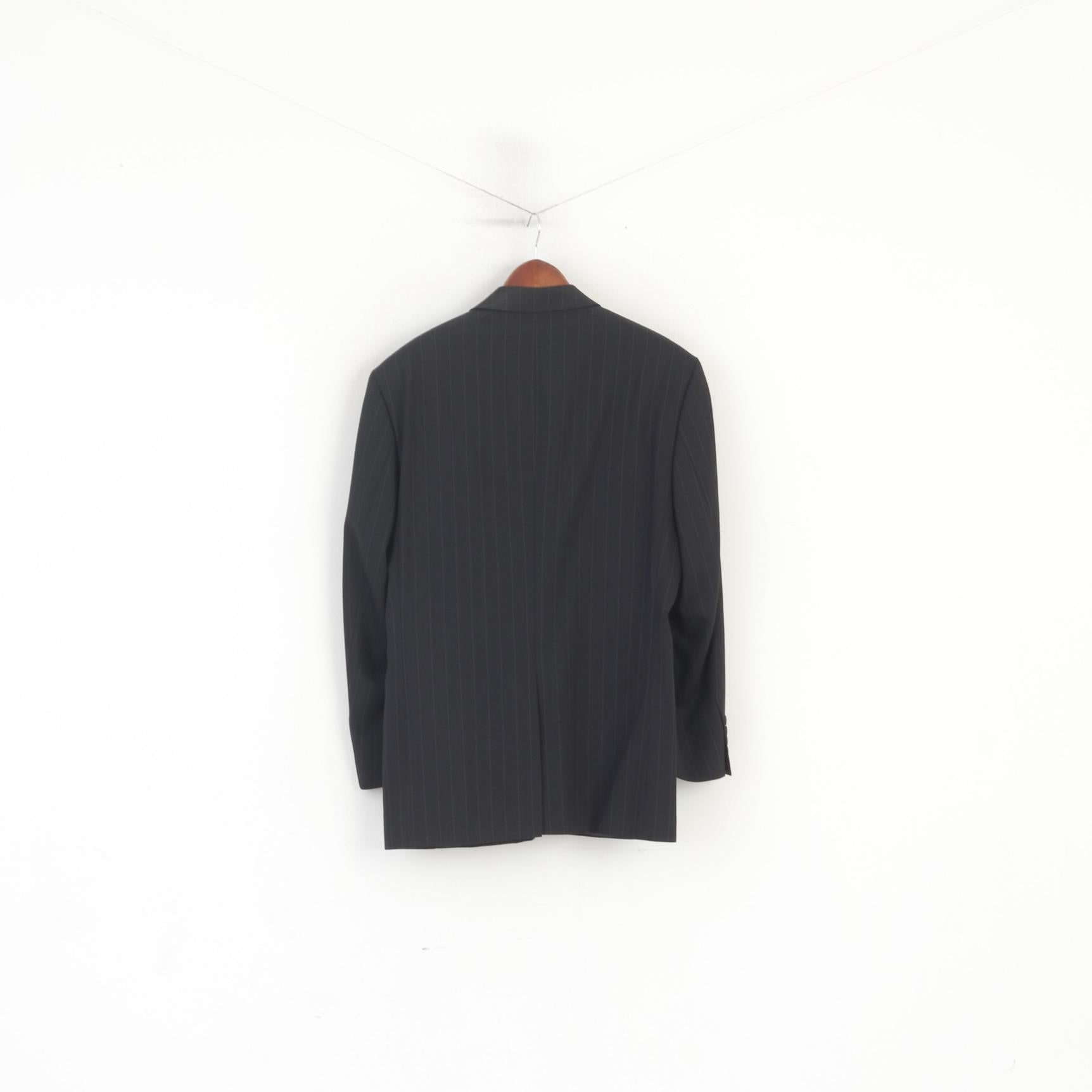 Jeff Banks London Hommes 52 42 Blazer court rayé noir simple boutonnage haut laine