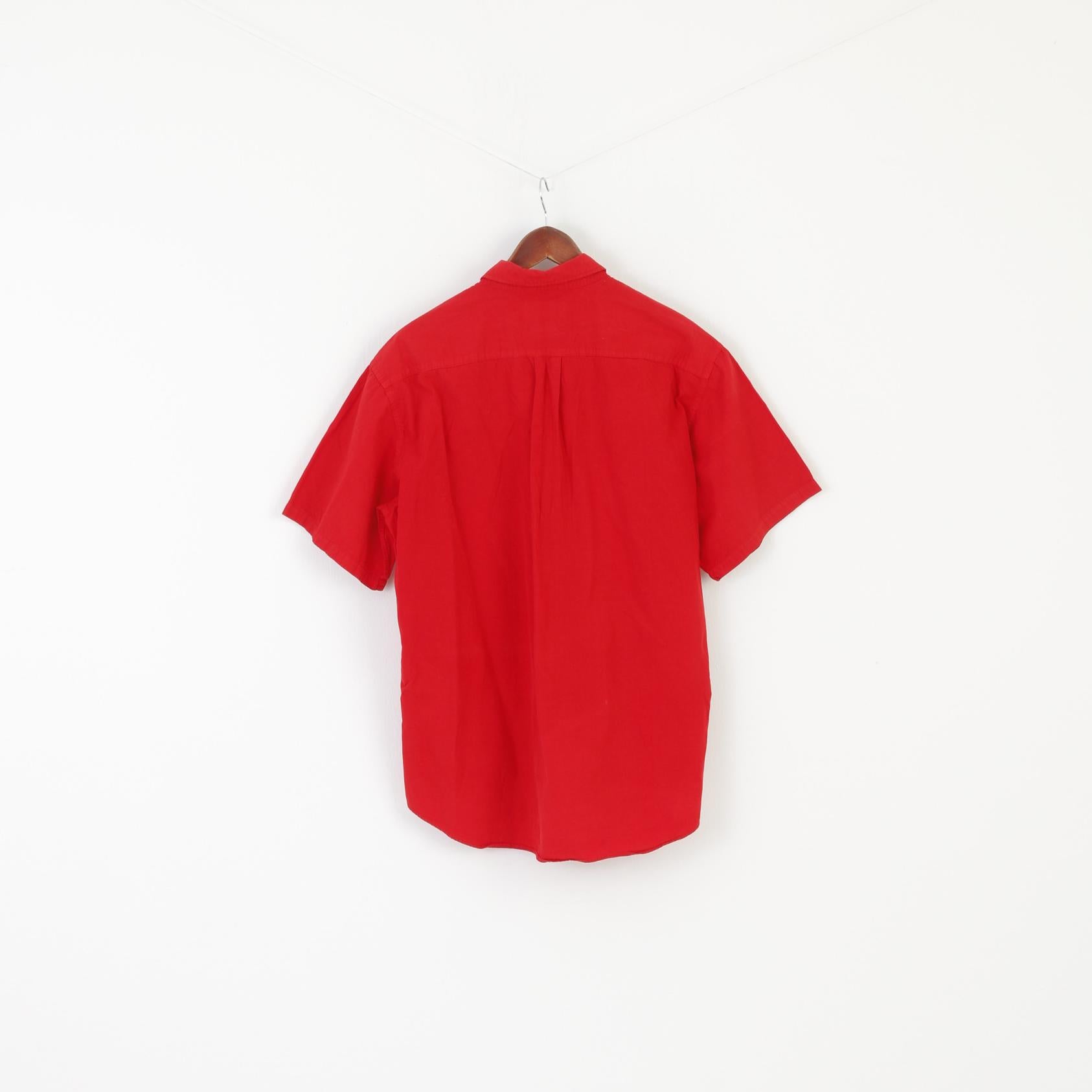 Avirex NYC Men M Casual Shirt Red Cotton Pocket Army Short Sleeve Vintage Top