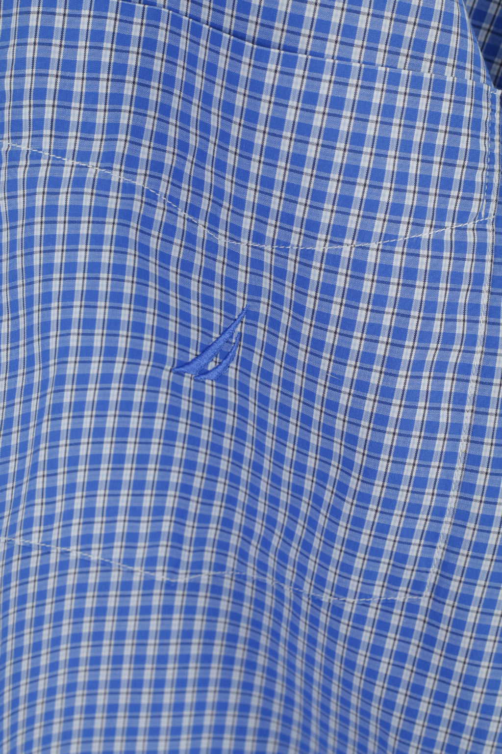 Nautica Men L Casual Shirt Blue Check Cotton Slim Fit Long Sleeve Top