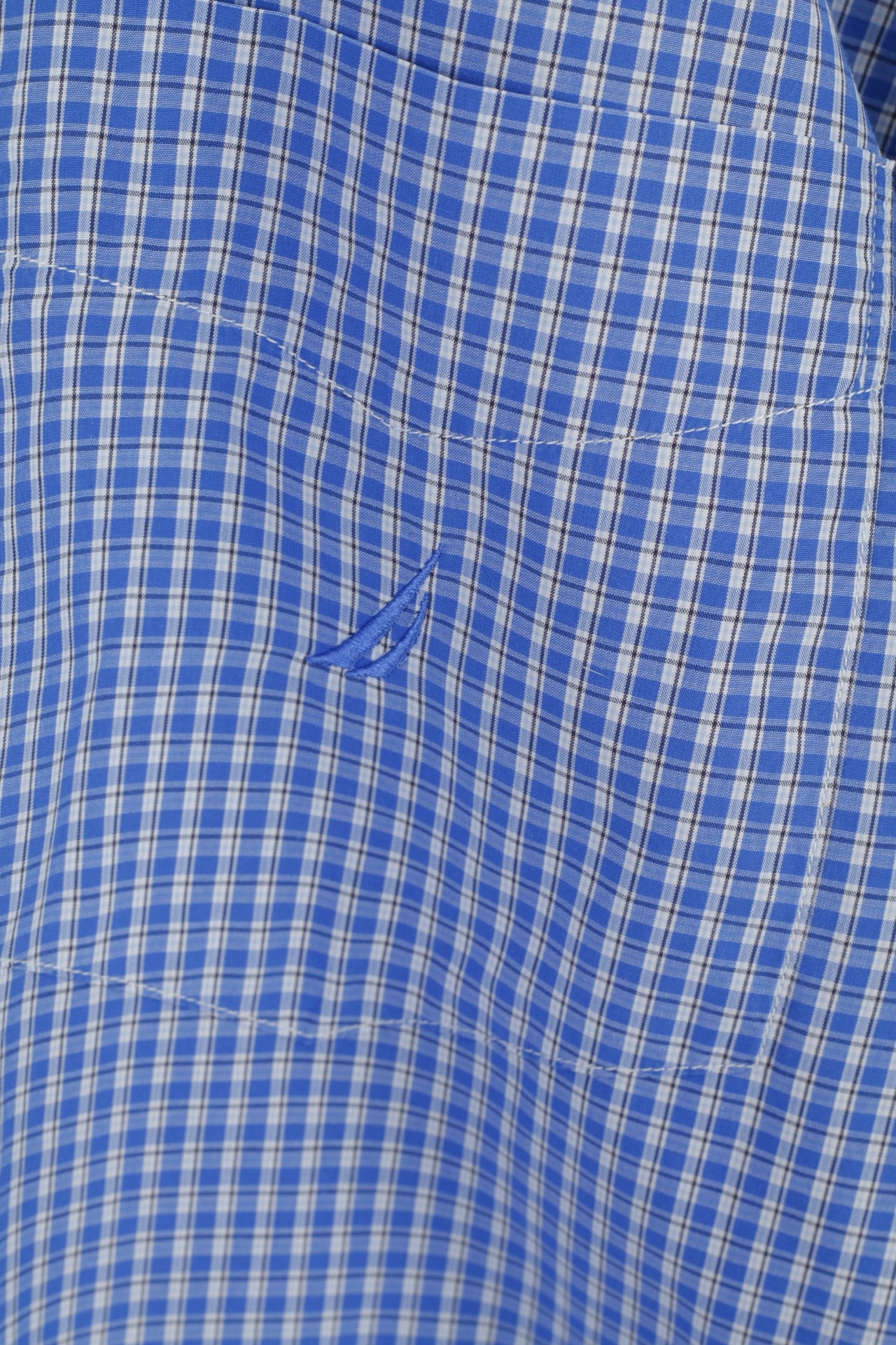 Nautica Men L Casual Shirt Blue Check Cotton Slim Fit Long Sleeve Top