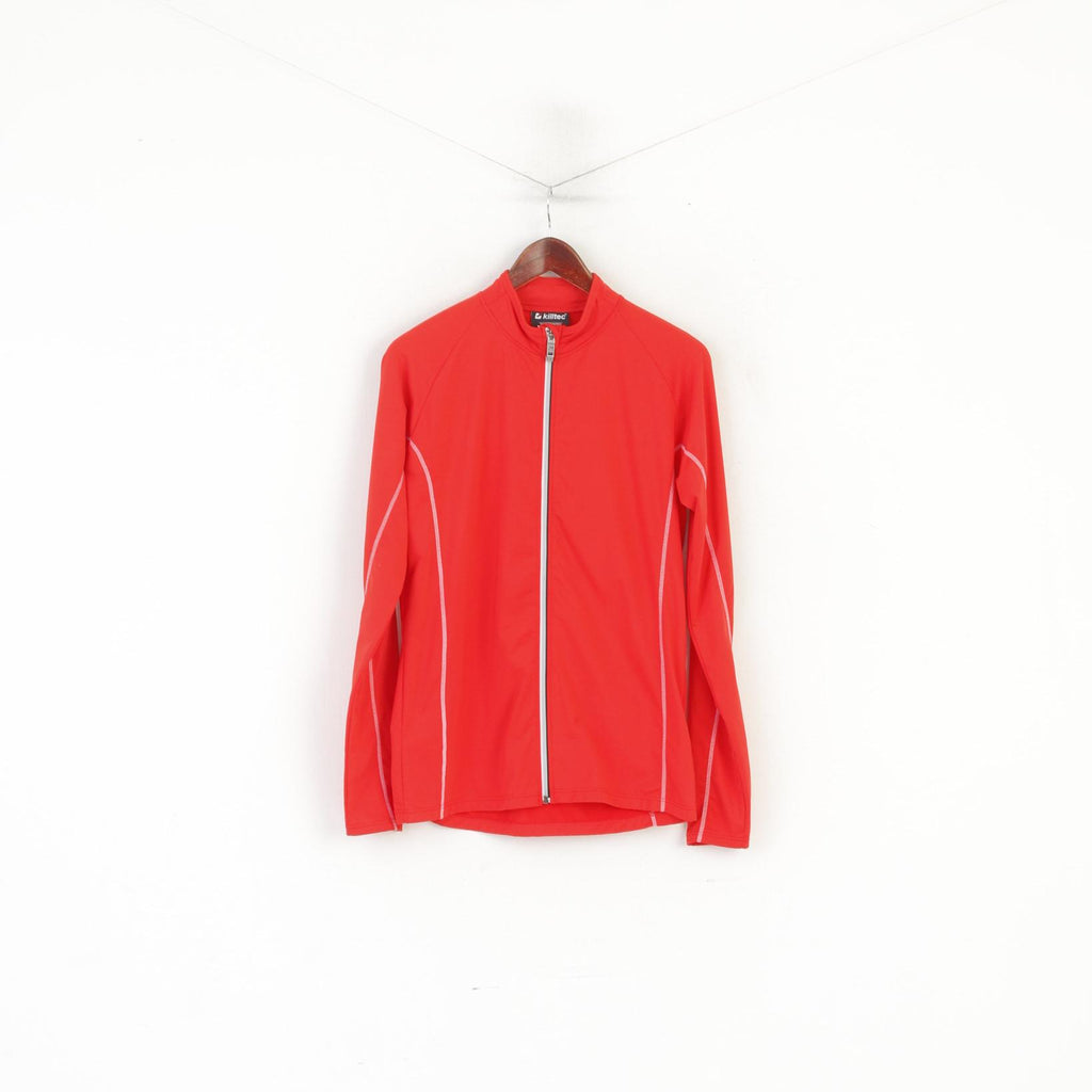 Killtec Men S Long Sleeved Shirt Red Warm Up Activewear Full Zip Sport Ski Top
