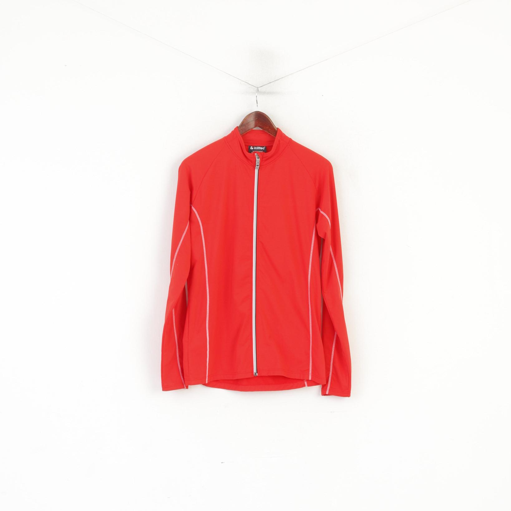 Killtec Men S Long Sleeved Shirt Red Warm Up Activewear Full Zip Sport Ski Top