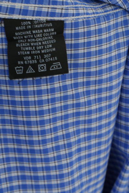 Camicia casual da uomo Nautica L. Top a maniche lunghe slim fit in cotone a quadri blu