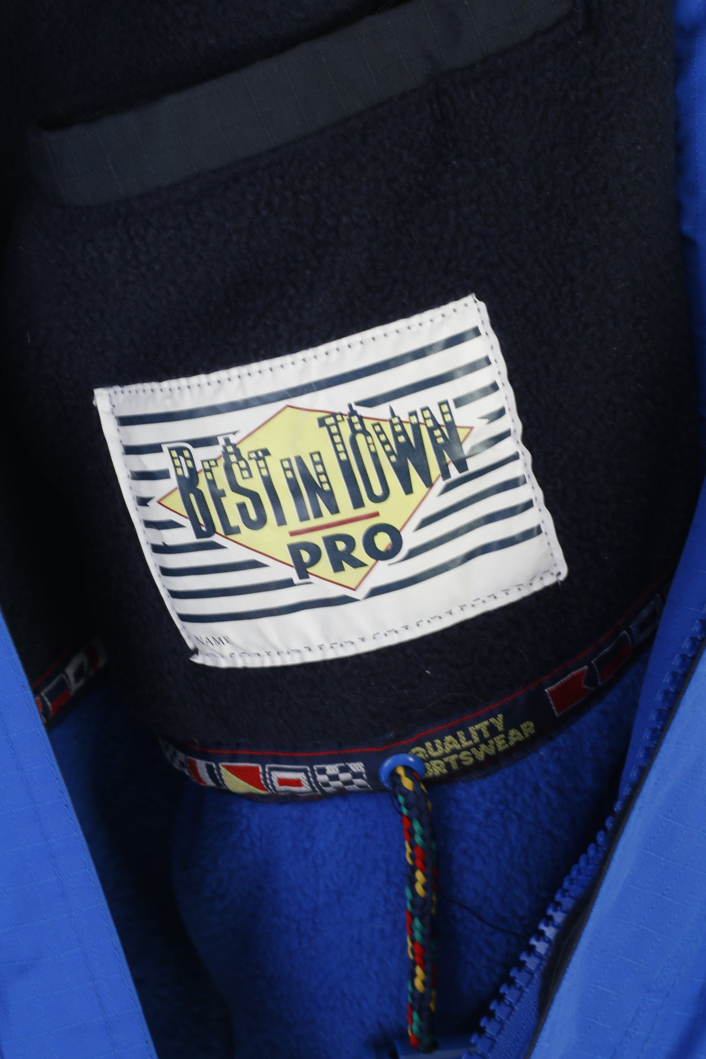 Best In Town Pro Men XL Ski Jacket Blue Padded Nylon Waterproof Zip Up Winter Top