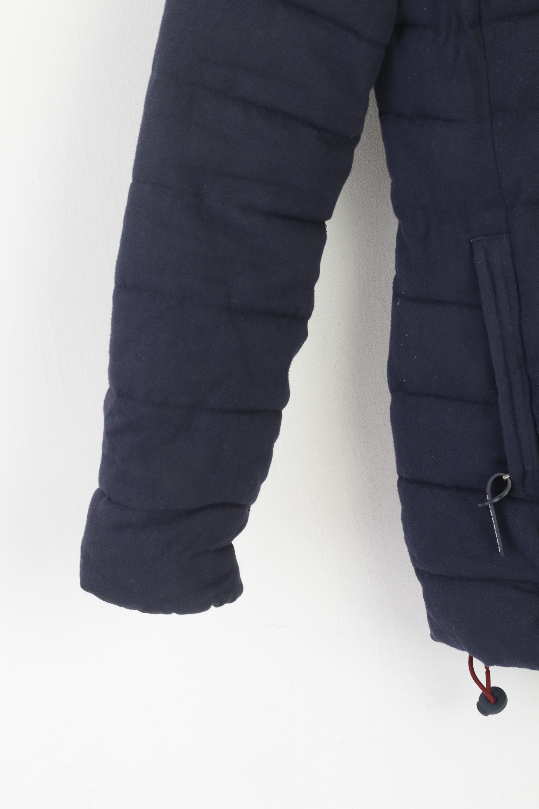 Superdry Women 8 35 S Jacket Navy Padded Hodded Duffle Zipper Winter Top