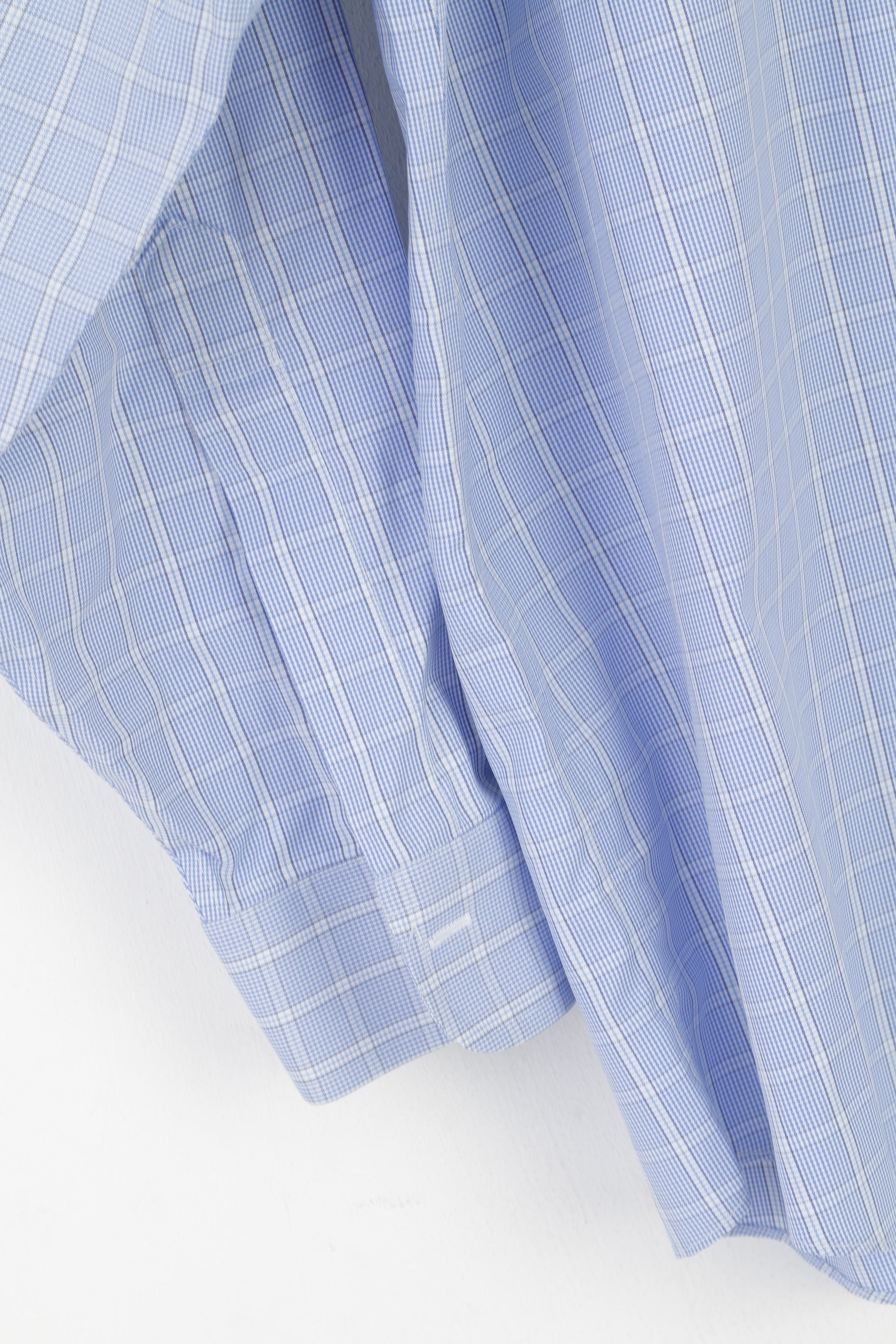 Brooks Brothers Men 16.5 34 XXL Casual Shirt Blue Check Cotton Non Iron Long Sleeve Top