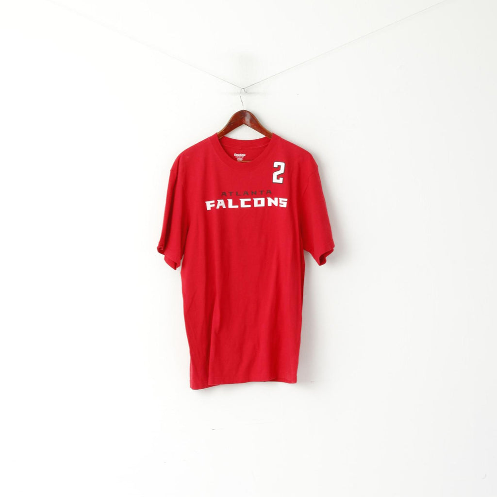 Reebok Hommes XL T-Shirt Rouge Coton Atlanta Falcons #2 Ryan Football Vintage Top