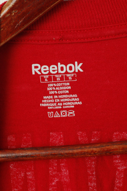Reebok Hommes XL T-Shirt Rouge Coton Atlanta Falcons #2 Ryan Football Vintage Top