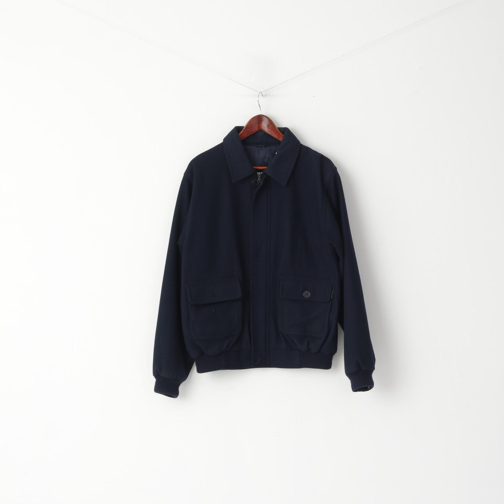 46 Jacket Union River Men M 44/46 Jacket Navy Wool Classic Outdoor Casuals Zip U ...