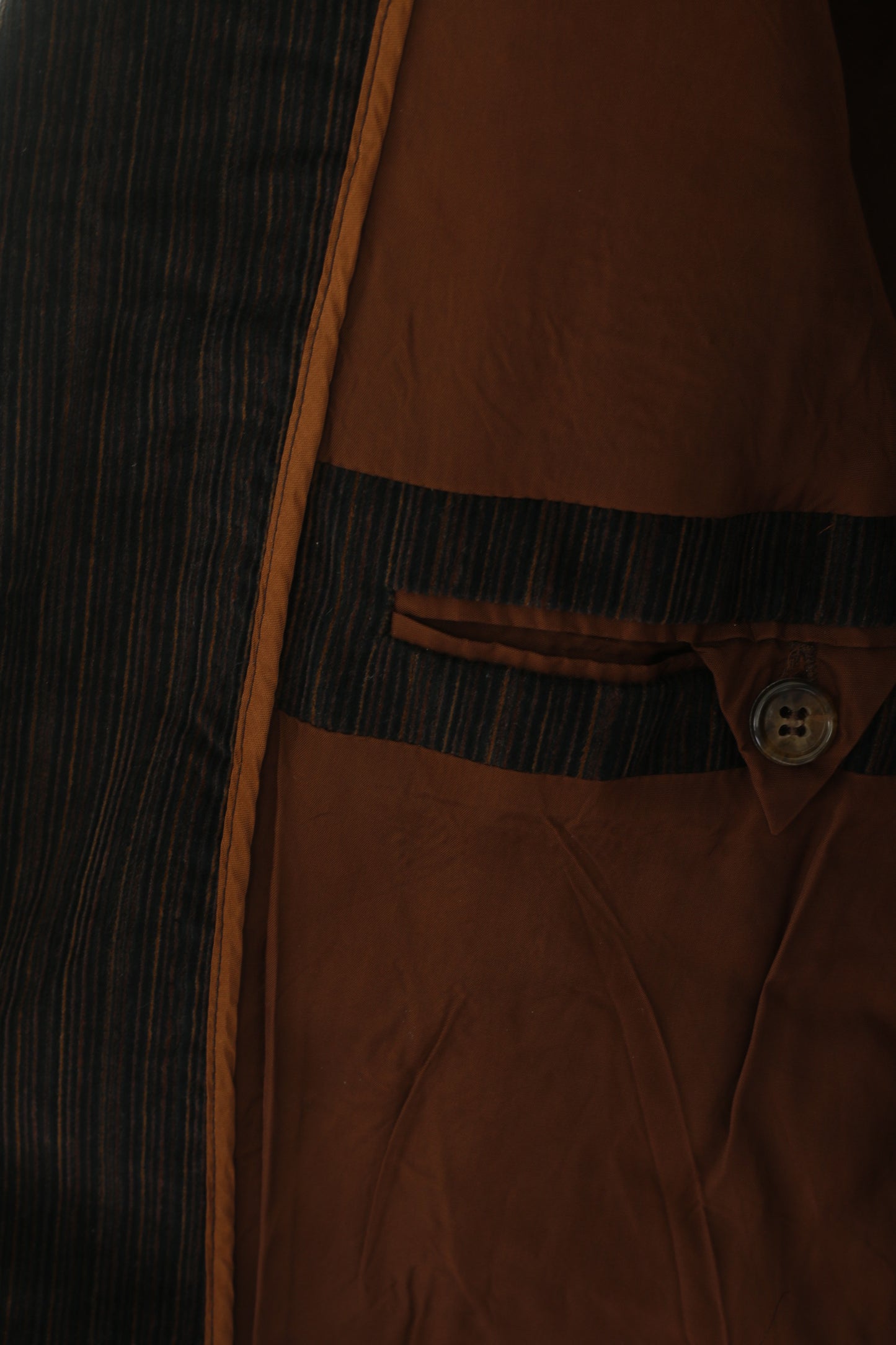 Benvenuto Men 52 42 Blazer Brown Cotton Striped Vintage Corduroy Single Breasted Jacket