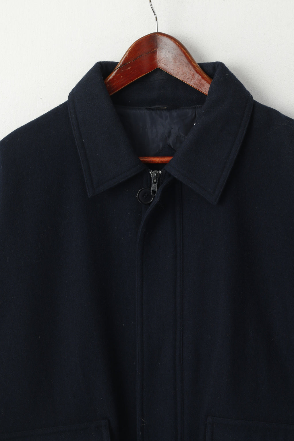 Union River Men M 44/46 Jacket Navy Wool Classic Outdoor Casuals Zip Up Top