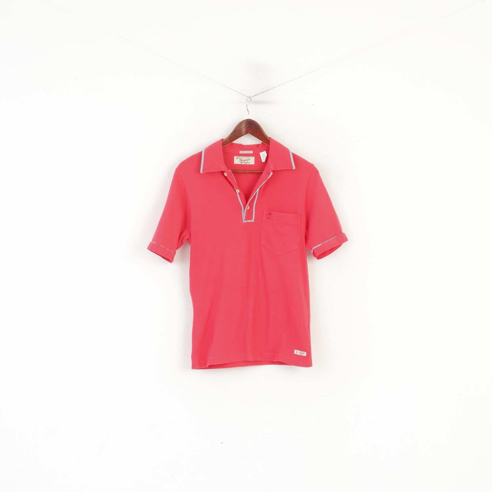 Penguin Men S Polo Shirt Coral Cotton Heritage Slim Fit Pocket Classic Top