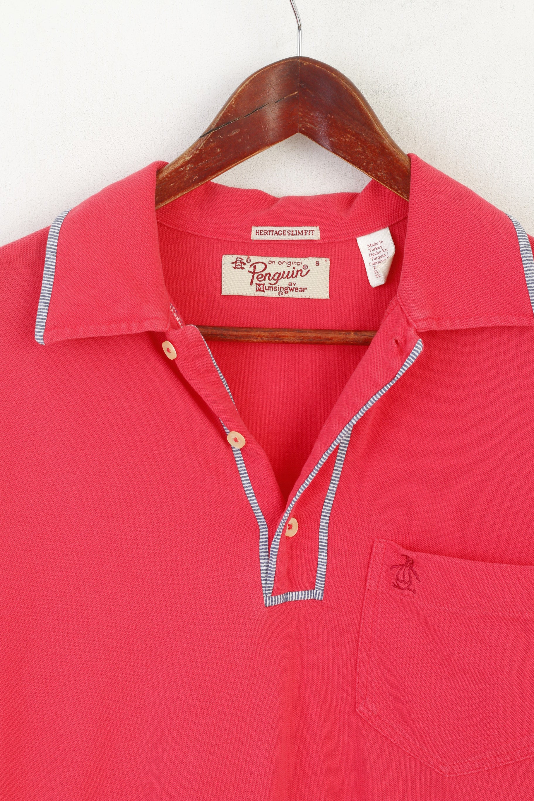 Penguin Men S Polo Shirt Coral Cotton Heritage Slim Fit Pocket Classic Top