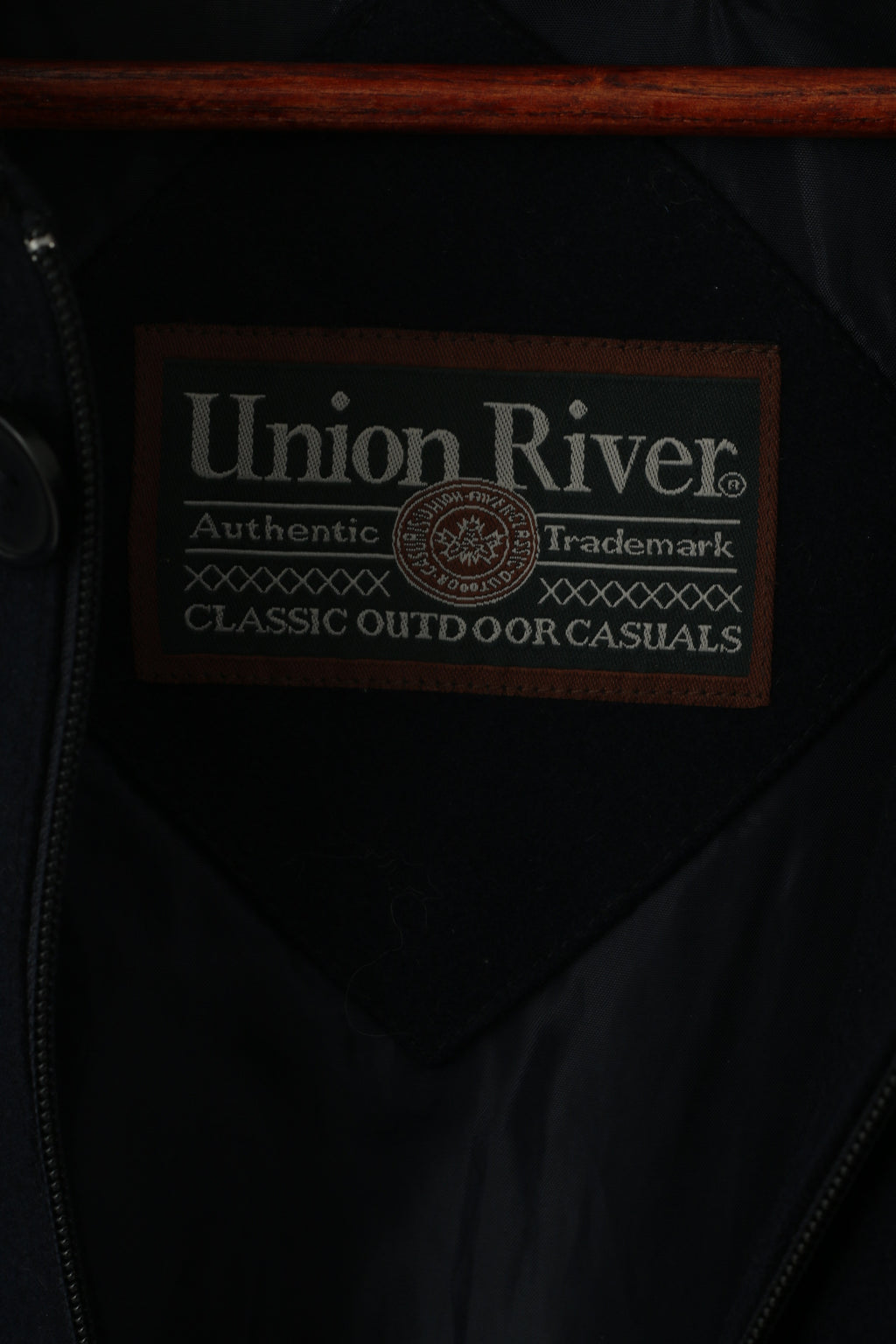 Union River Men M 44/46 Jacket Navy Wool Classic Outdoor Casuals Zip Up Top