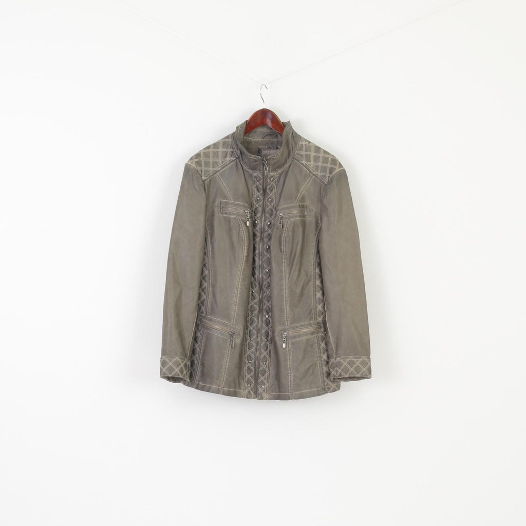 Canada C&A Premium Women 50 XXL Jacket Gray Full Zipper Detailed Biker Top