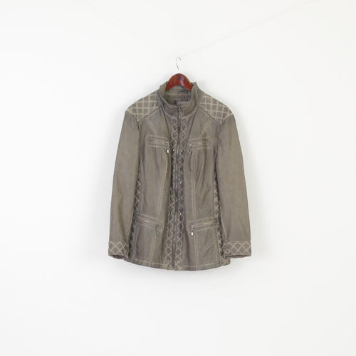 Canada C&A Premium Women 50 XXL Jacket Gray Full Zipper Detailed Biker Top