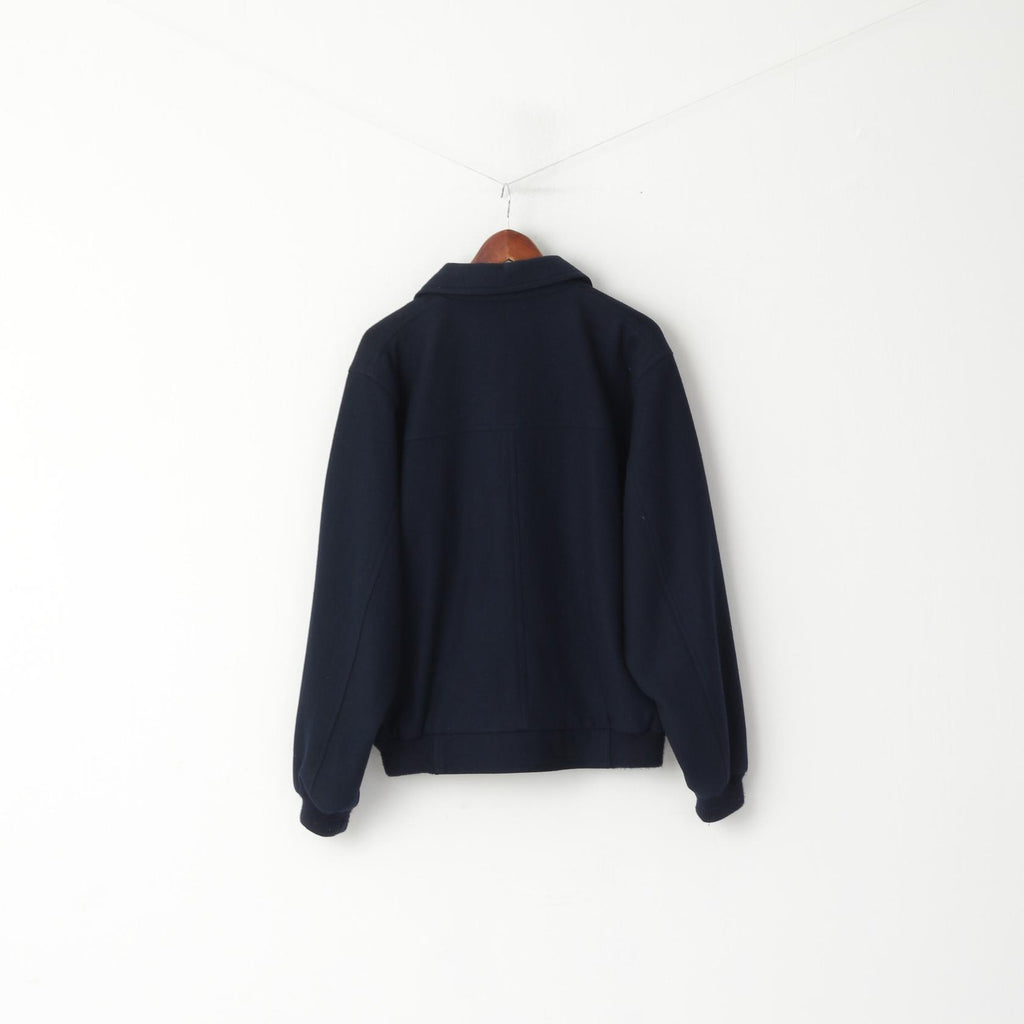 Union River Men M 44/46 Jacket Navy Wool Classic Outdoor Casuals Zip Up Top