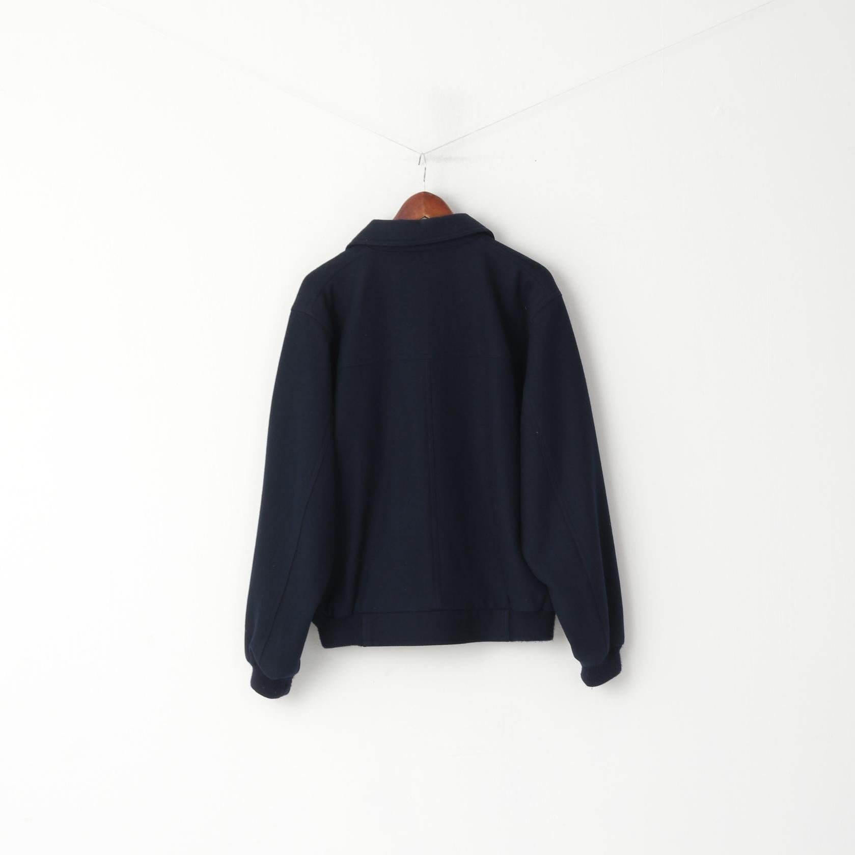 Union River Men M 44/46 Jacket Navy Wool Classic Outdoor Casuals Zip Up Top