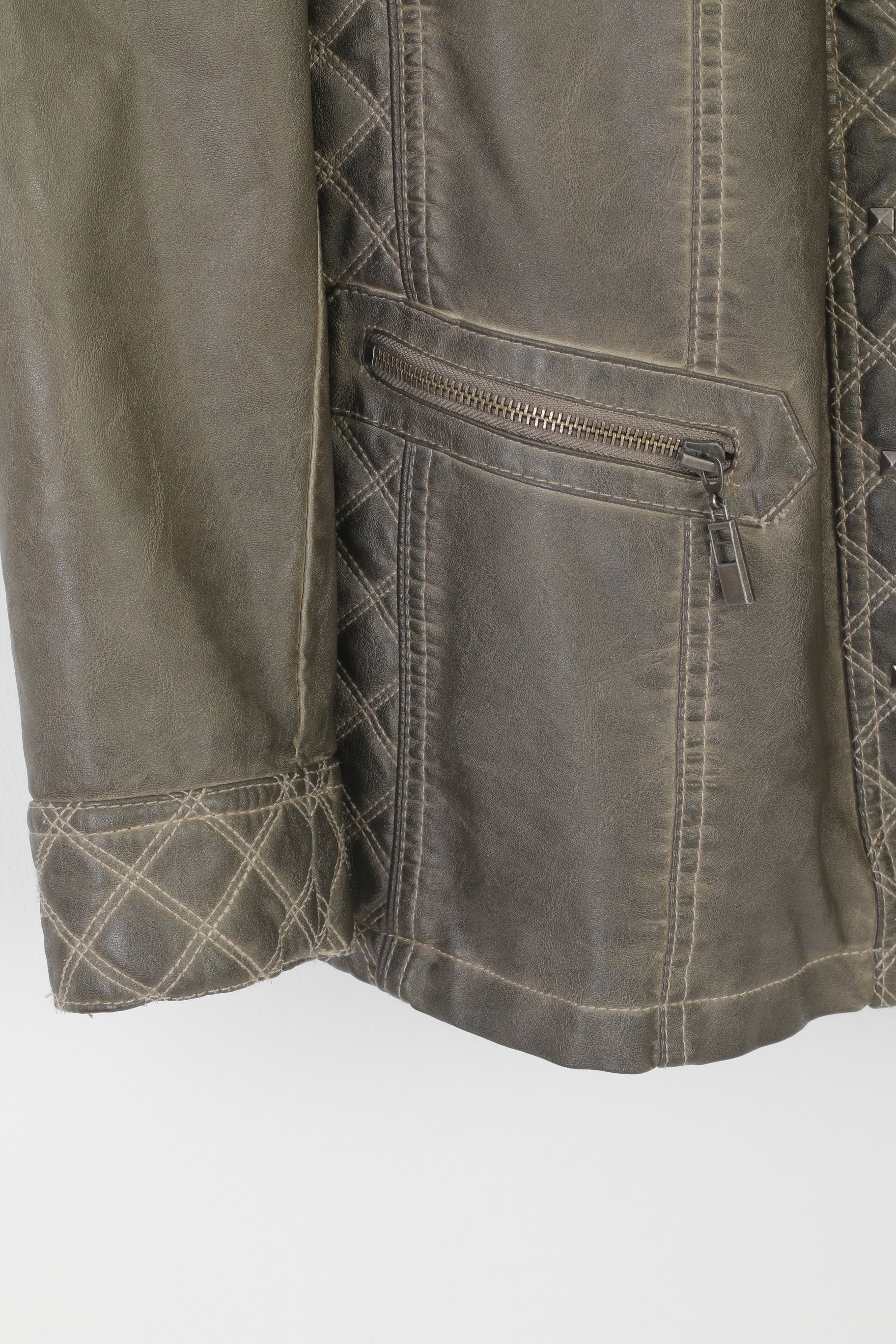 Canada C&amp;A Premium Femmes 50 XXL Veste Gris Fermeture Éclair Complète Détail Biker Top