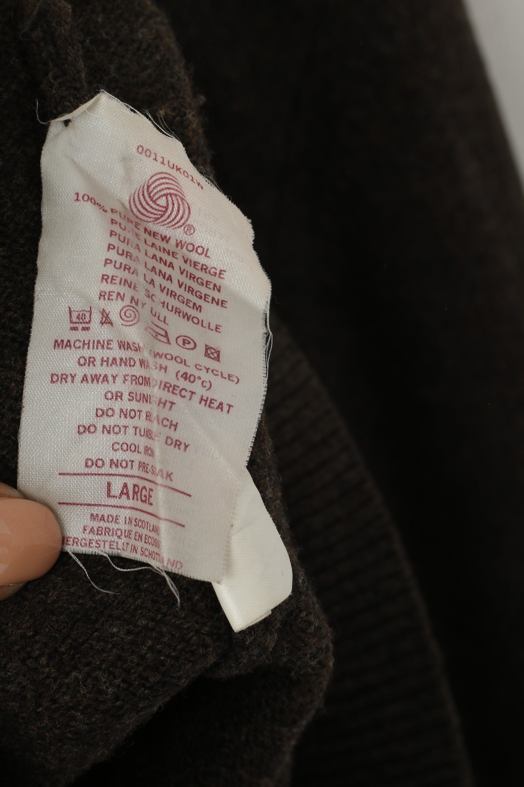 Lyle & Scott Heritage Men L Jumper Brown New Wool V Neck Classic Sweater