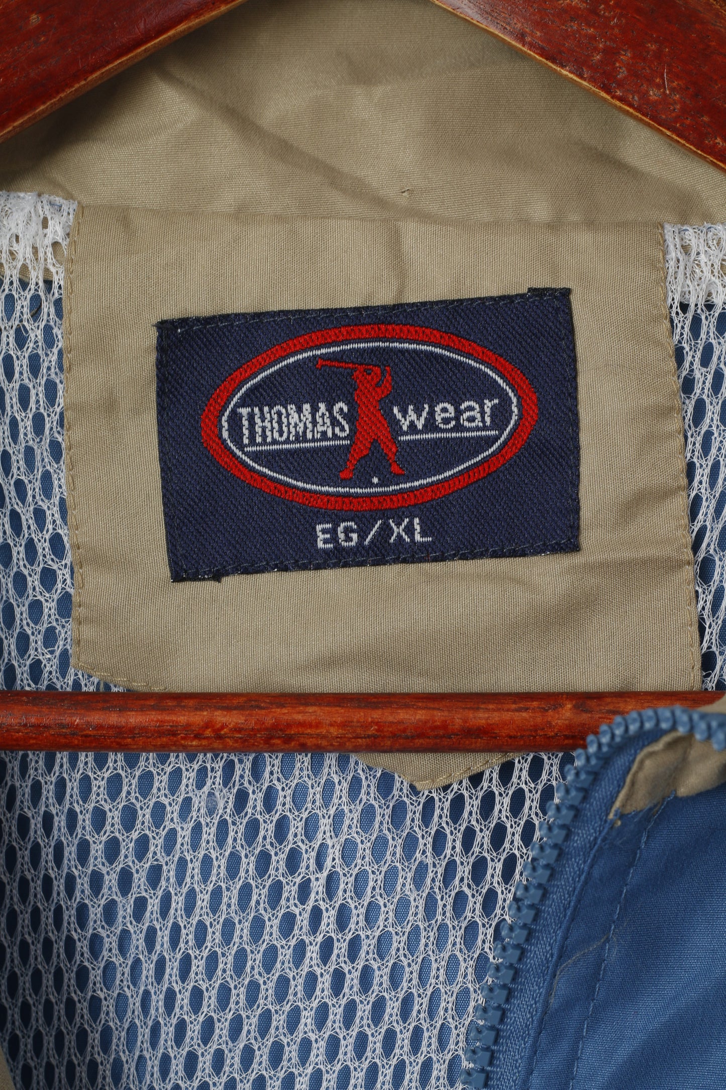 Thomas Wear Men XL Jacket Blue Beige Golf Wear Full Zipper Lightweight Top