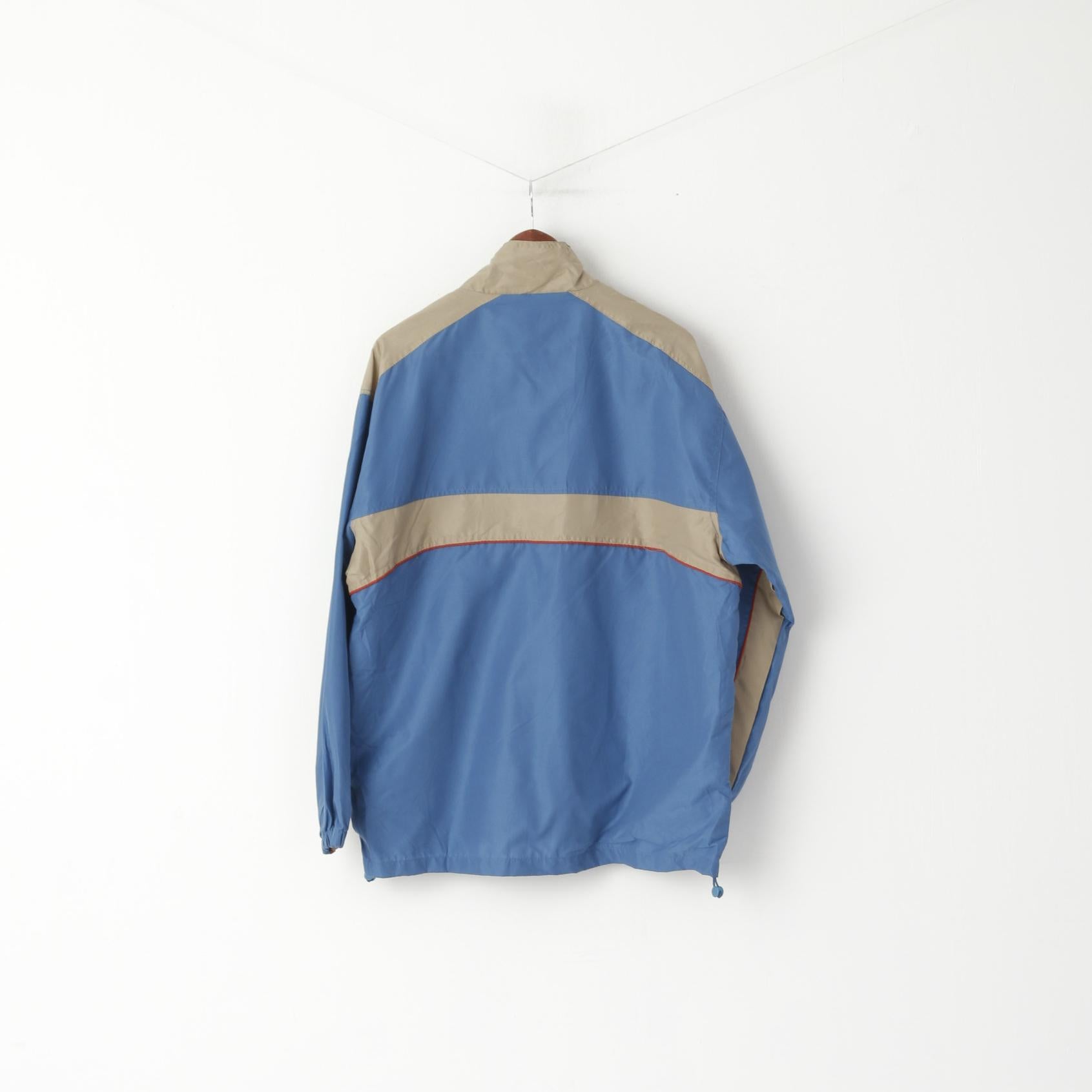 Thomas Wear Men XL Jacket Blue Beige Golf Wear Full Zipper Lightweight Top