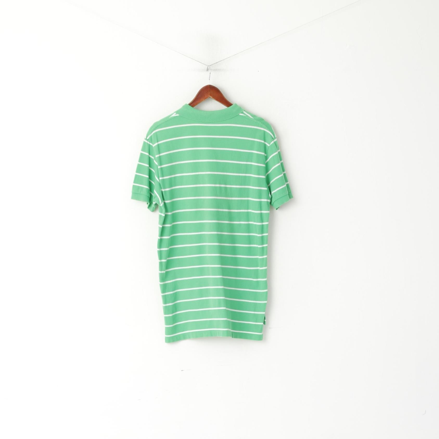 Polo By Ralph Lauren Men M Polo Shirt Green Striped Cotton Logo Classic Top