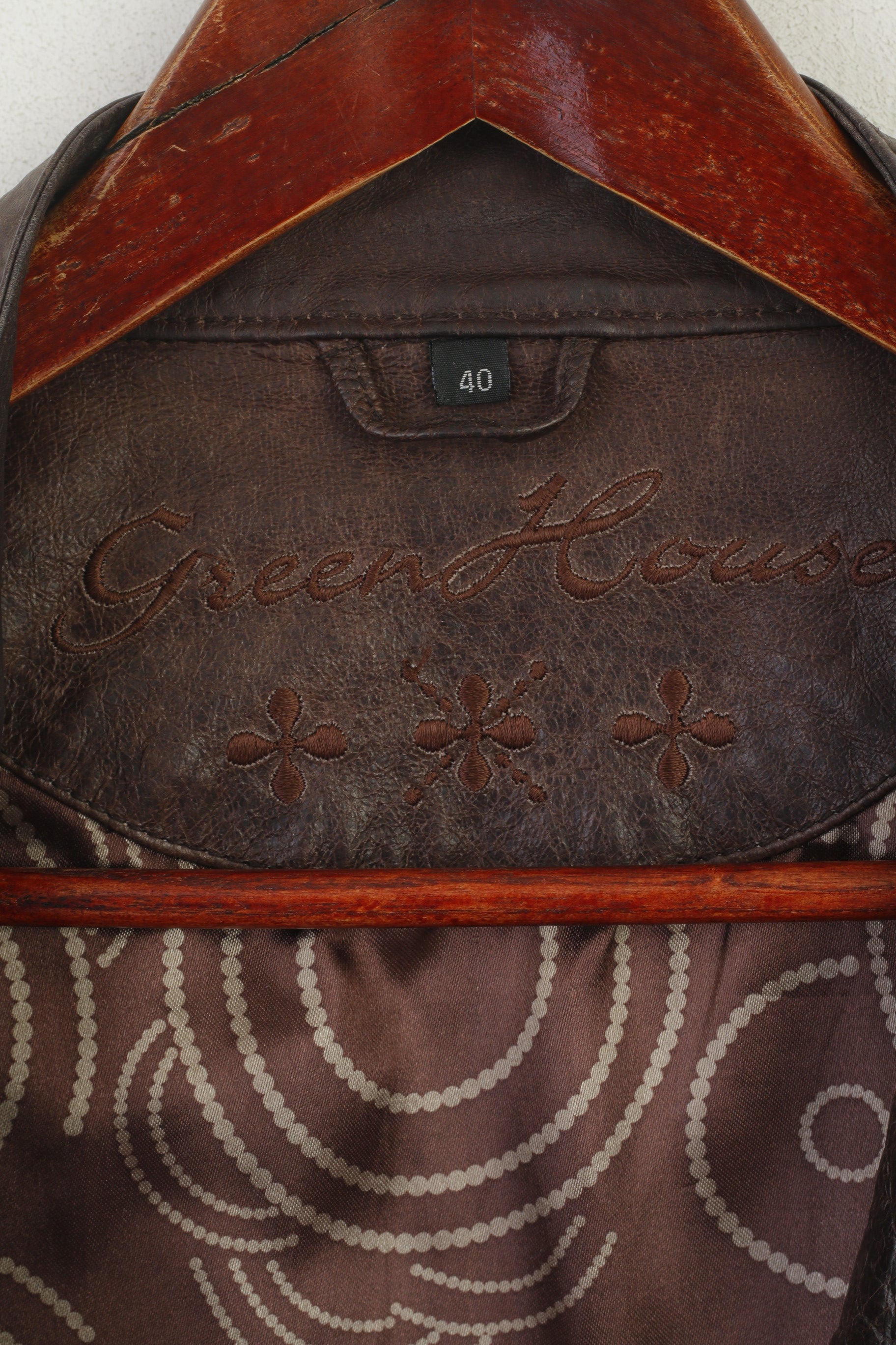 Green House Women 40 M Biker Jacket Brown Leather Vintage Zip Up Ramones