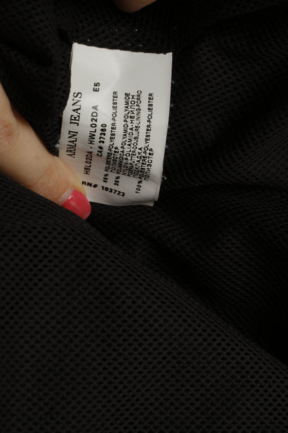 Armani Jeans Women 6 S Jacket Black Zip Up Lightweight Mac Detaciled Top