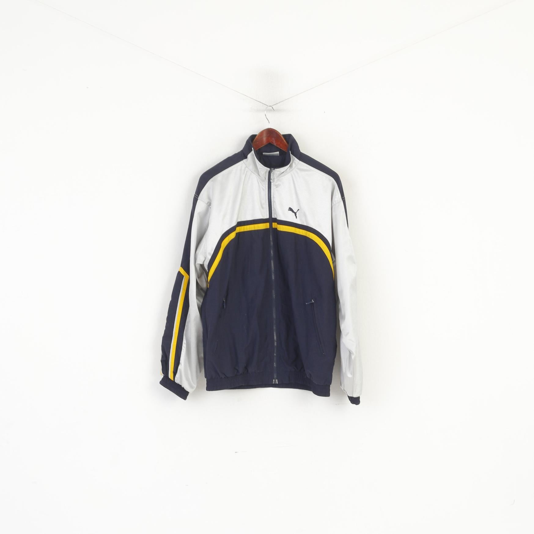 Puma Uomo M Bomber Giacca Navy Argento Vintage Full Zip Nylon Track Top