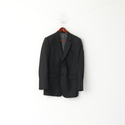 Jaeger by Joseph H. Clissold Men 40 Blazer Black Wool Mayfair Single Breasted Jacket