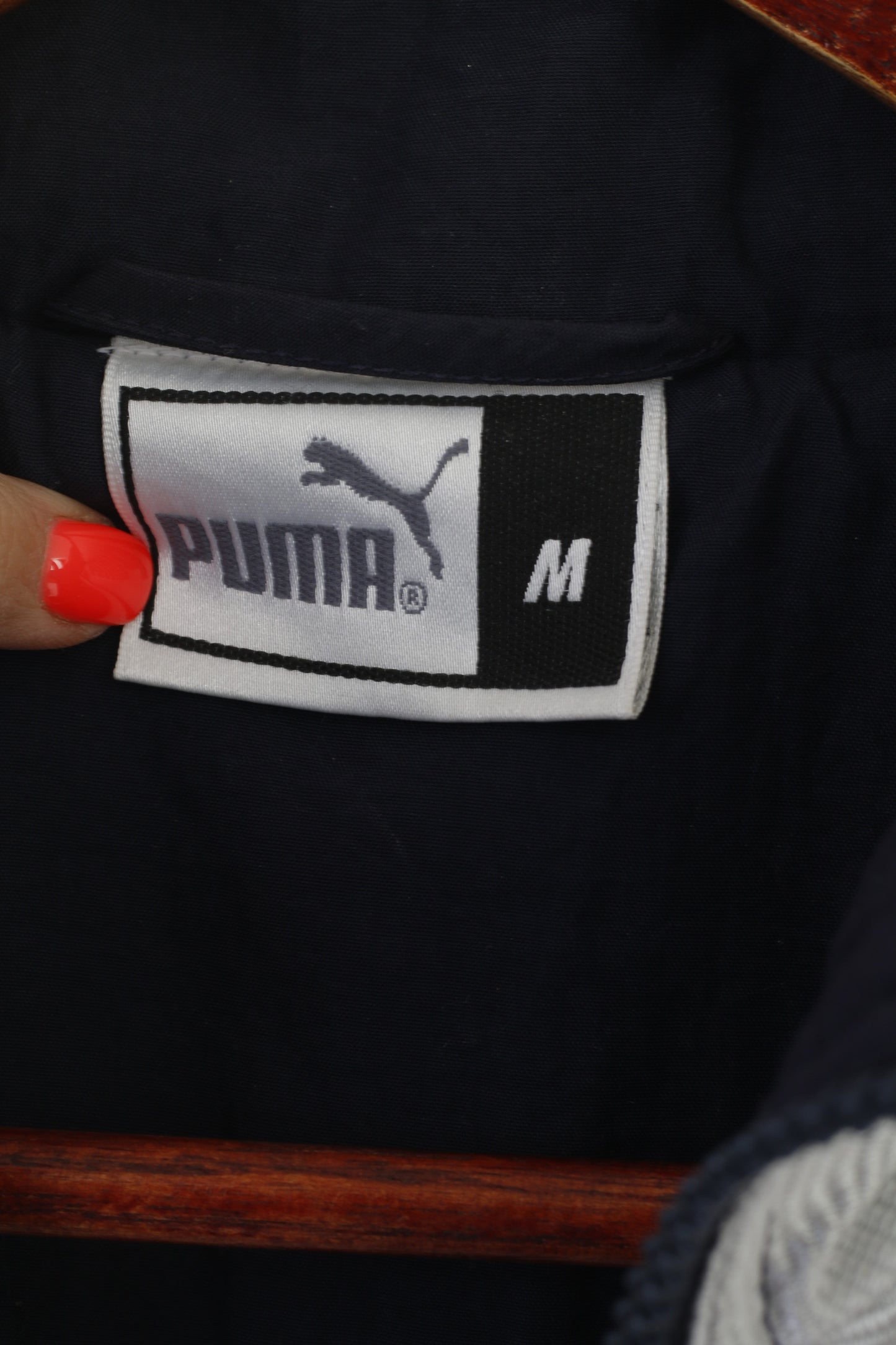 Puma Uomo M Bomber Giacca Navy Argento Vintage Full Zip Nylon Track Top