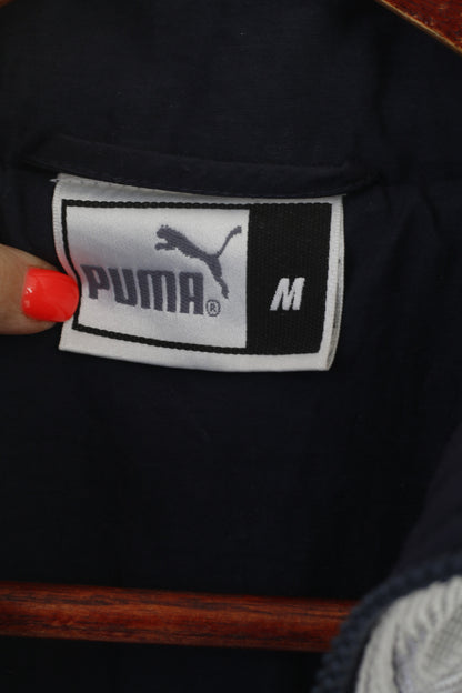 Puma Hommes M Bomber Veste Marine Argent Vintage Full Zip Nylon Track Top