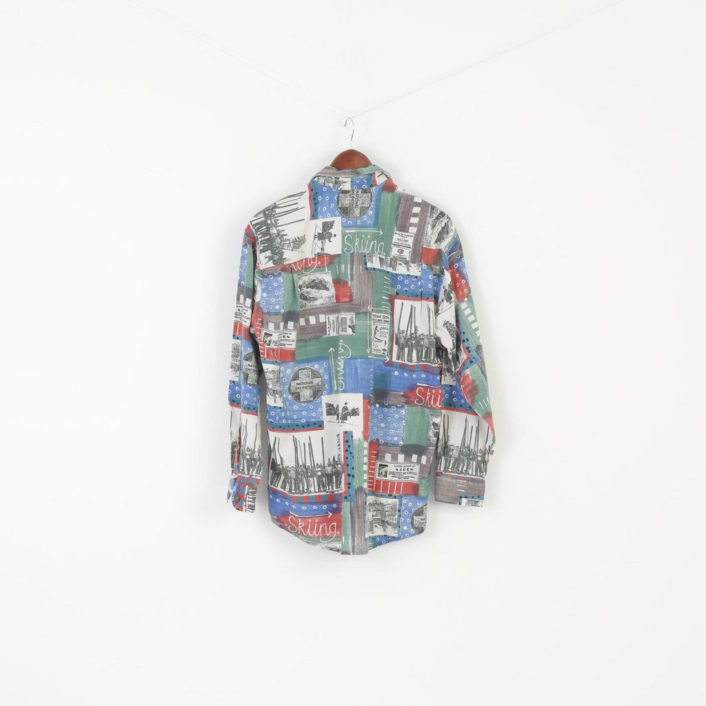 Andre Leon Men M Casual Shirt Multicoloured Traditional Alpine Aspen Ski Vintage Top