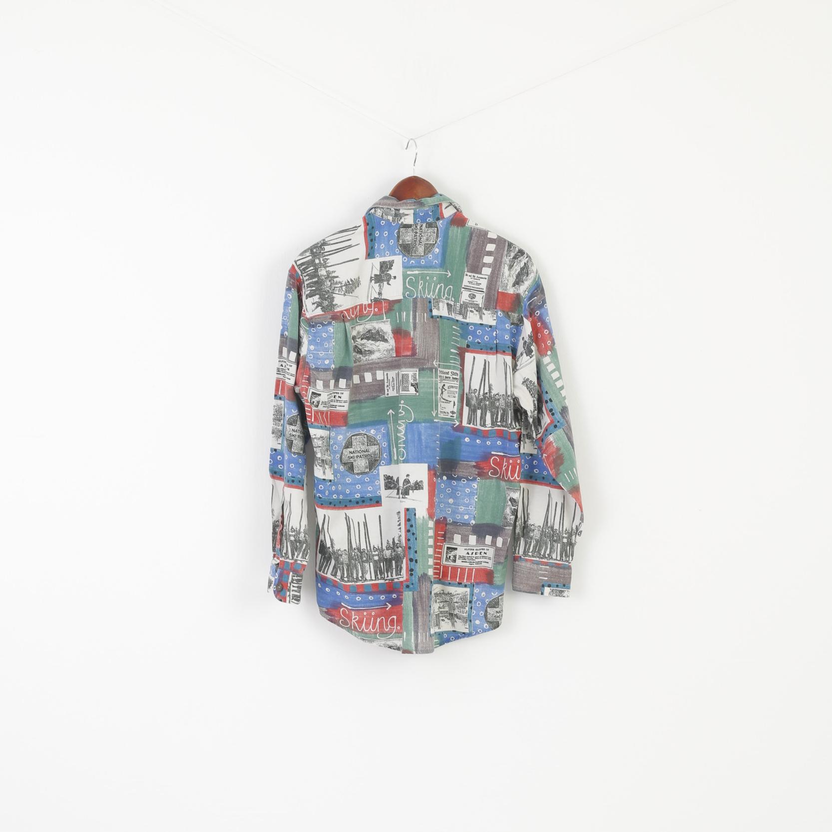 Andre Leon Men M Casual Shirt Multicoloured Traditional Alpine Aspen Ski Vintage Top