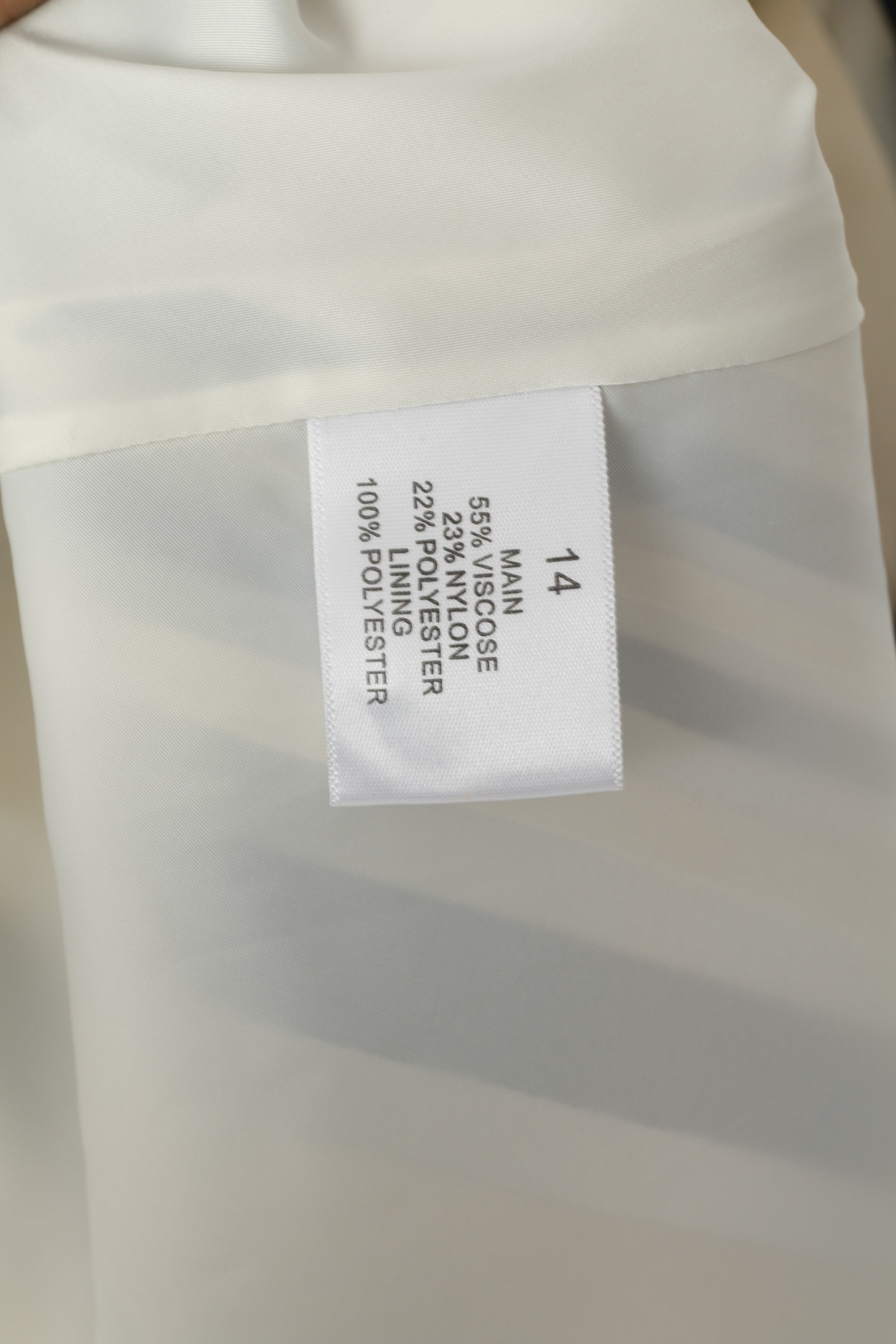 New Untold Women 14 M Mini Dress Beige Striped Viscose Coctail Elegant