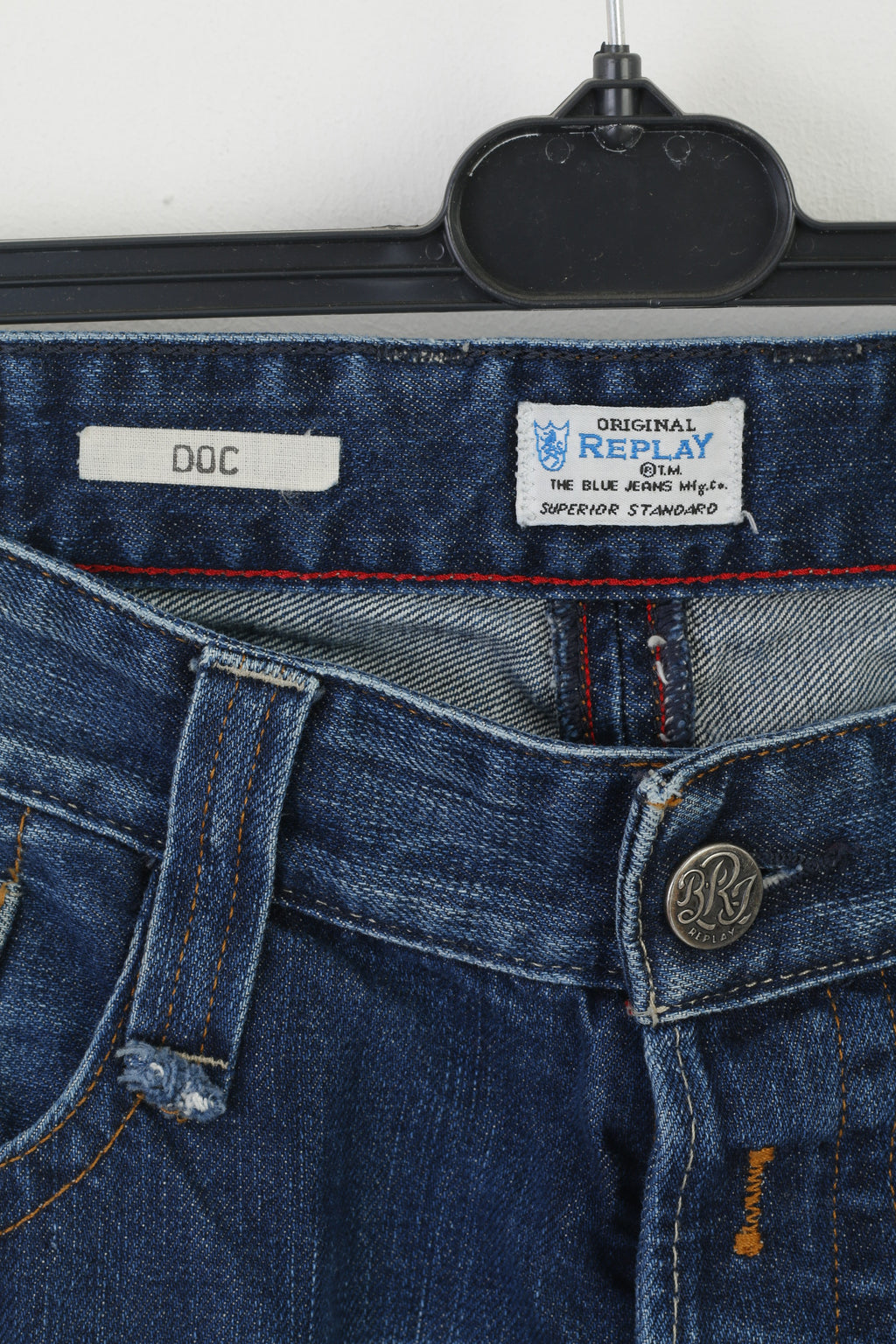 Replay Blue Jeans Homme 32 Pantalon Pantalon Droit En Denim De Coton Marine