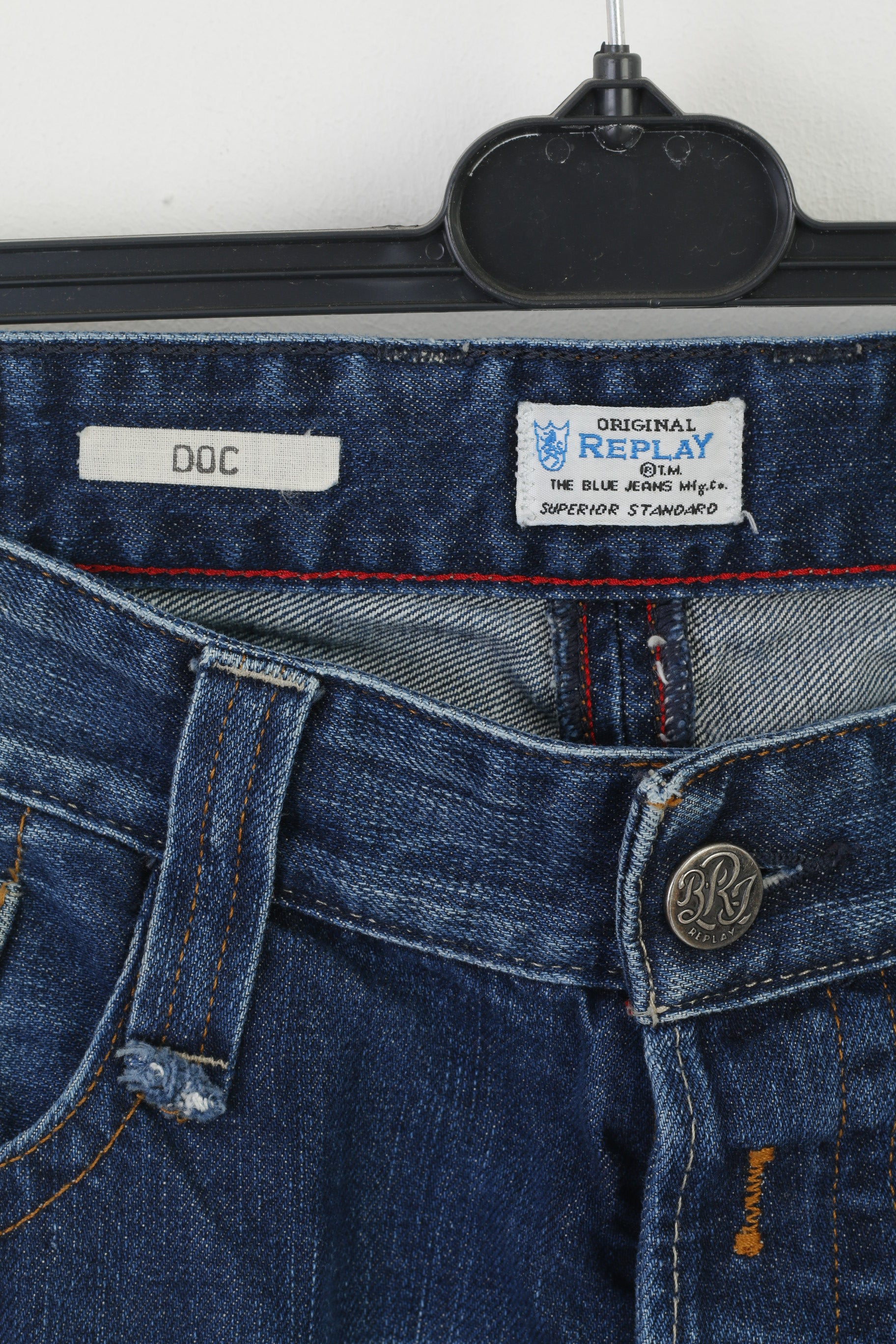 Replay Blue Jeans Homme 32 Pantalon Pantalon Droit En Denim De Coton Marine