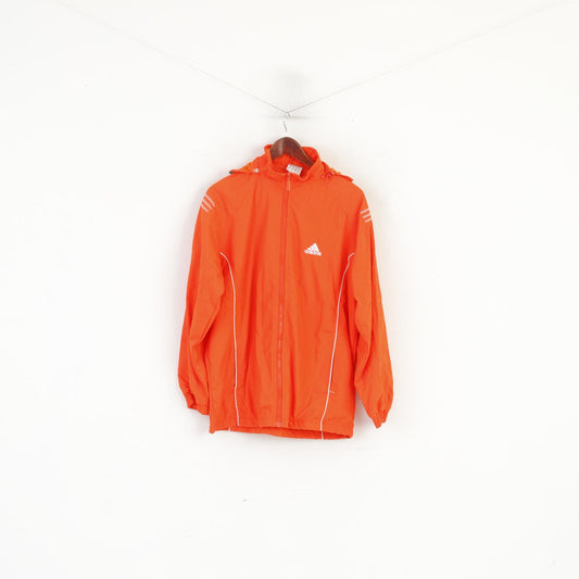 Adidas Men L 182 Jacket Orange Vintage Hooded Sportswear Full Zip Top