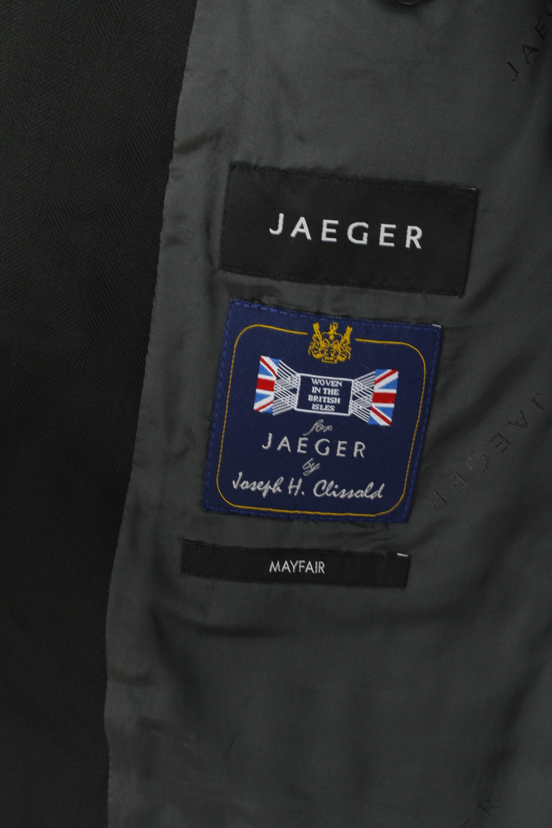 Jaeger by Joseph H. Clissold Men 40 Blazer Black Wool Mayfair Single Breasted Jacket