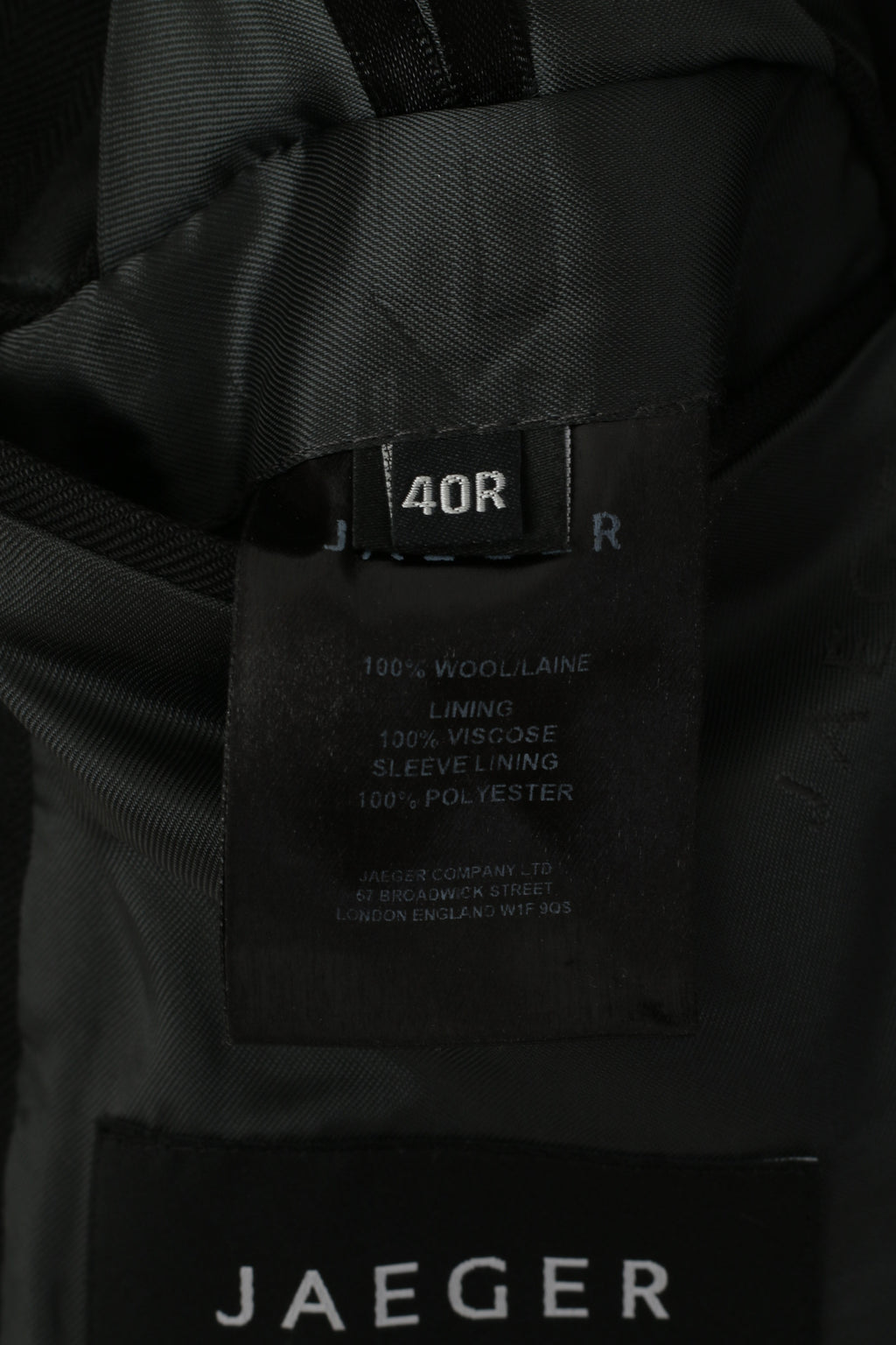 Jaeger by Joseph H. Clissold Men 40 Blazer Black Wool Mayfair Single Breasted Jacket