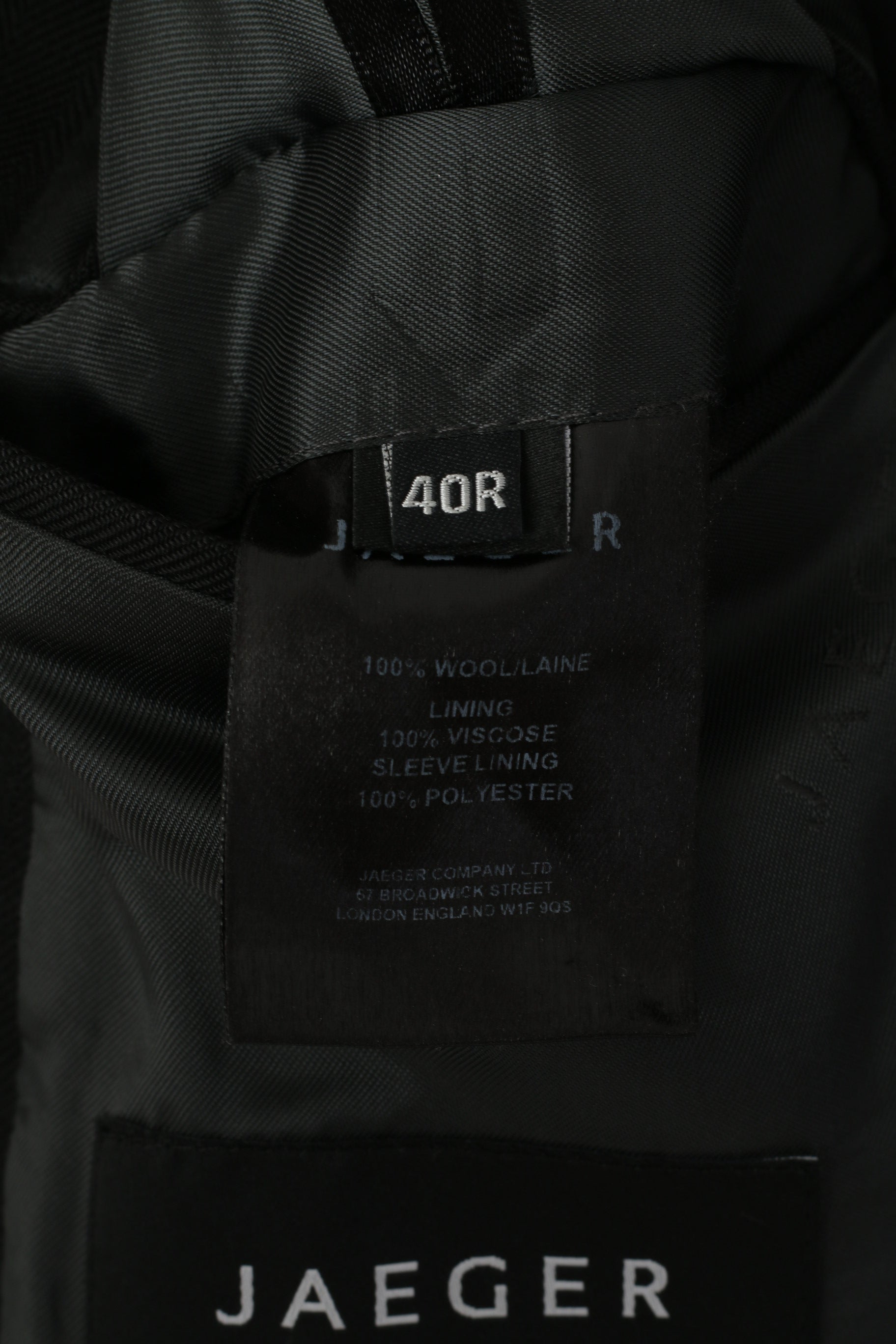 Jaeger by Joseph H. Clissold Men 40 Blazer Black Wool Mayfair Single Breasted Jacket