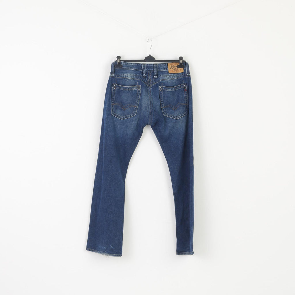 Replay Blue Jeans Homme 32 Pantalon Pantalon Droit En Denim De Coton Marine