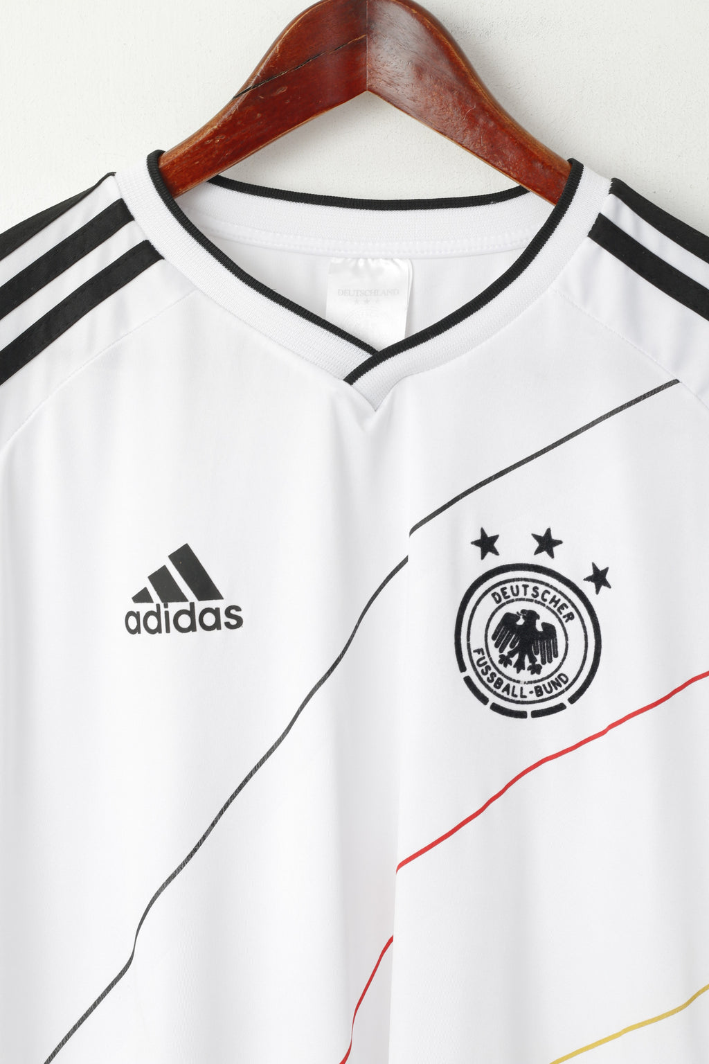 Deutschland Men XXXL (XL) Shirt White Deutscher Fussball Bund V Neck Jersey Top