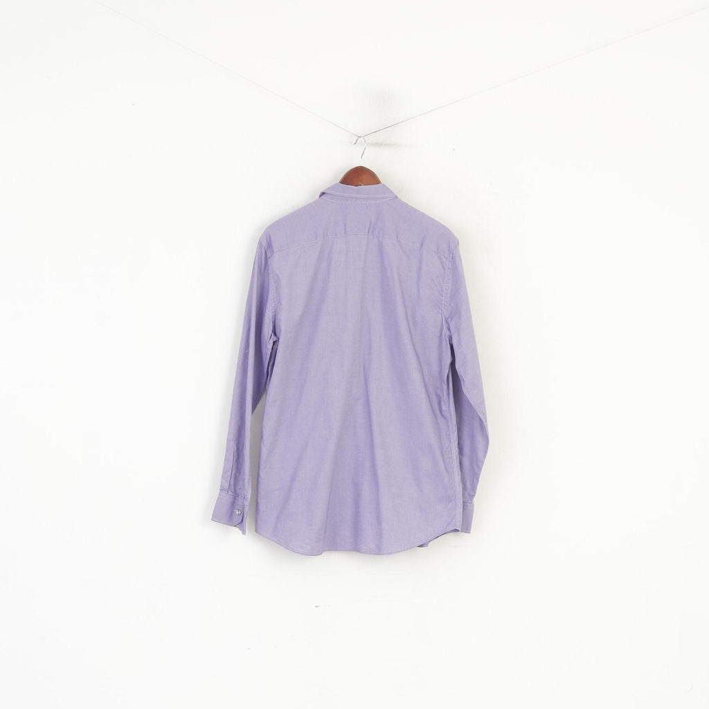 Paul Smith London Men 17.5 44 L Casual Shirt Purple Cotton Slim Fit Made in Italy Top