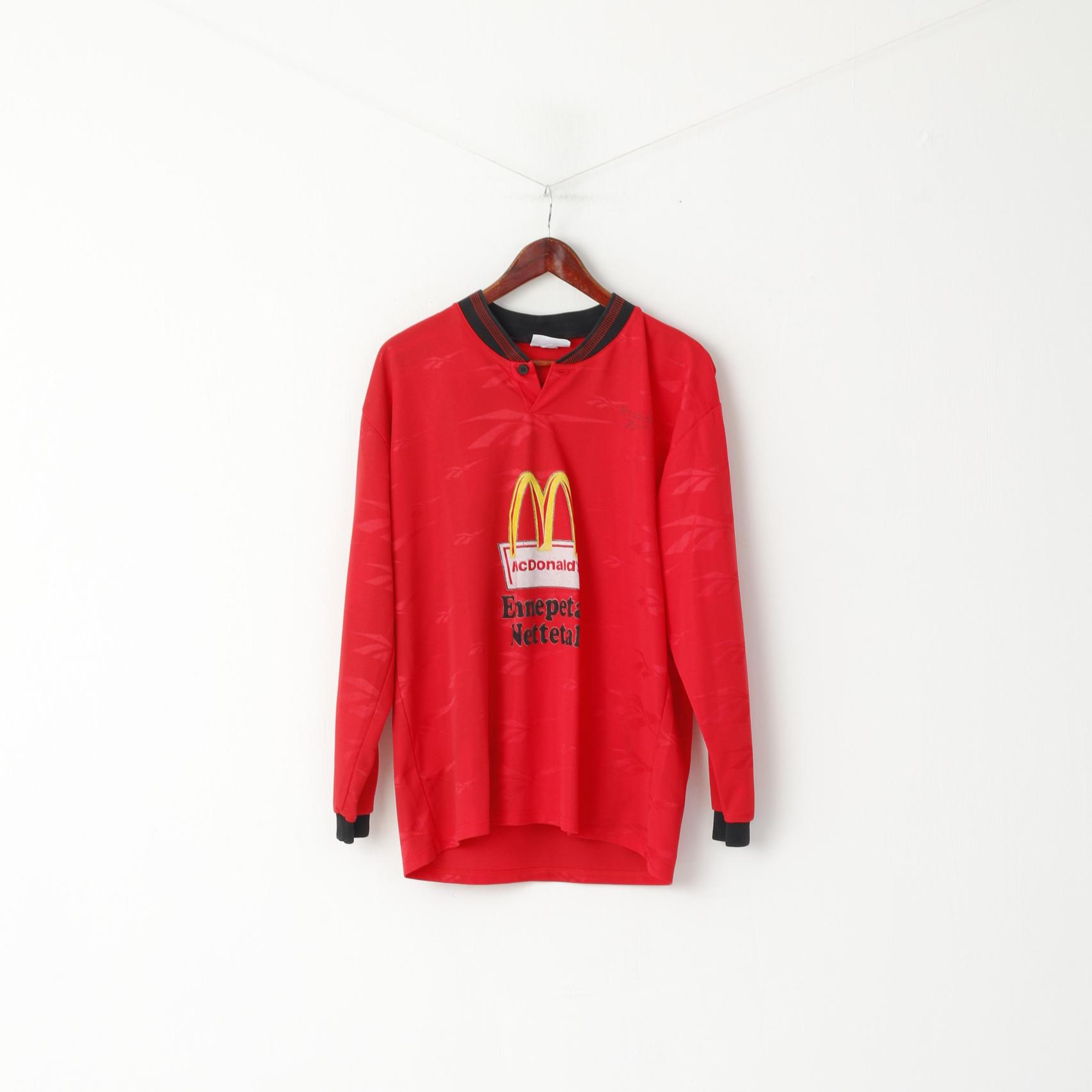 Reebok Hommes XL Chemise Rouge Vintage TSF Bracht #10 Rouge Jersey Haut à manches longues