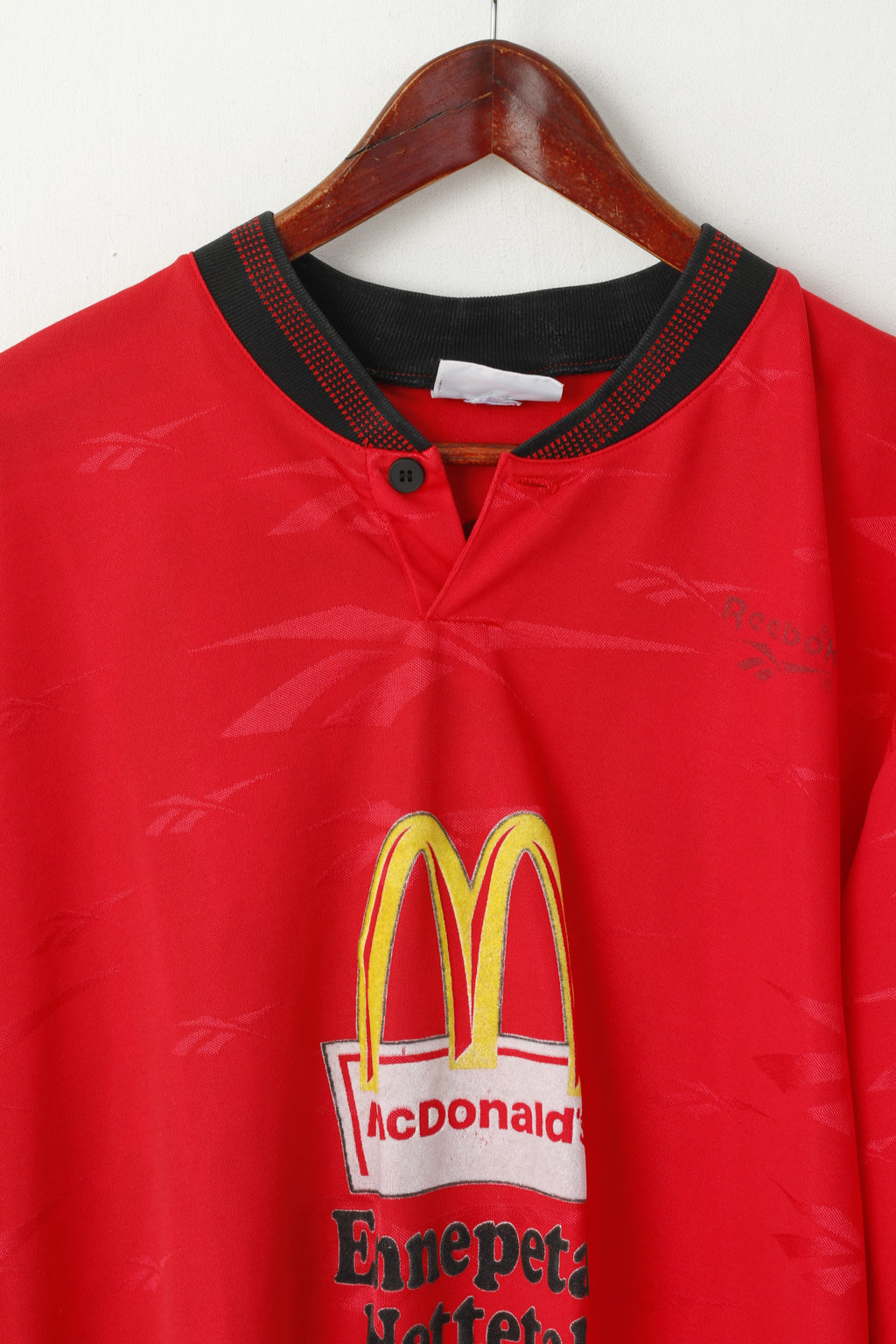 Reebok Hommes XL Chemise Rouge Vintage TSF Bracht #10 Rouge Jersey Haut à manches longues